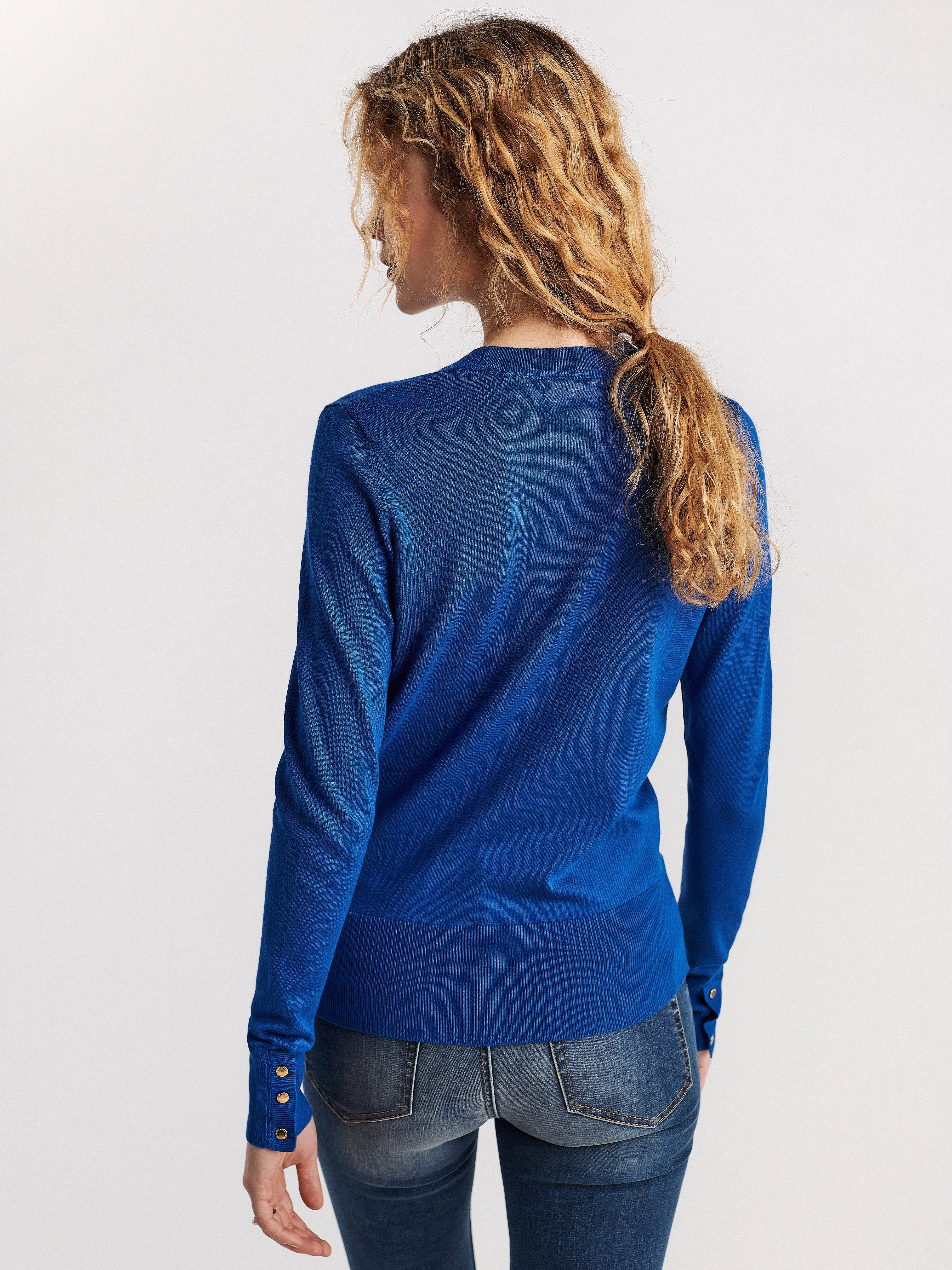 blue fine knit jumper