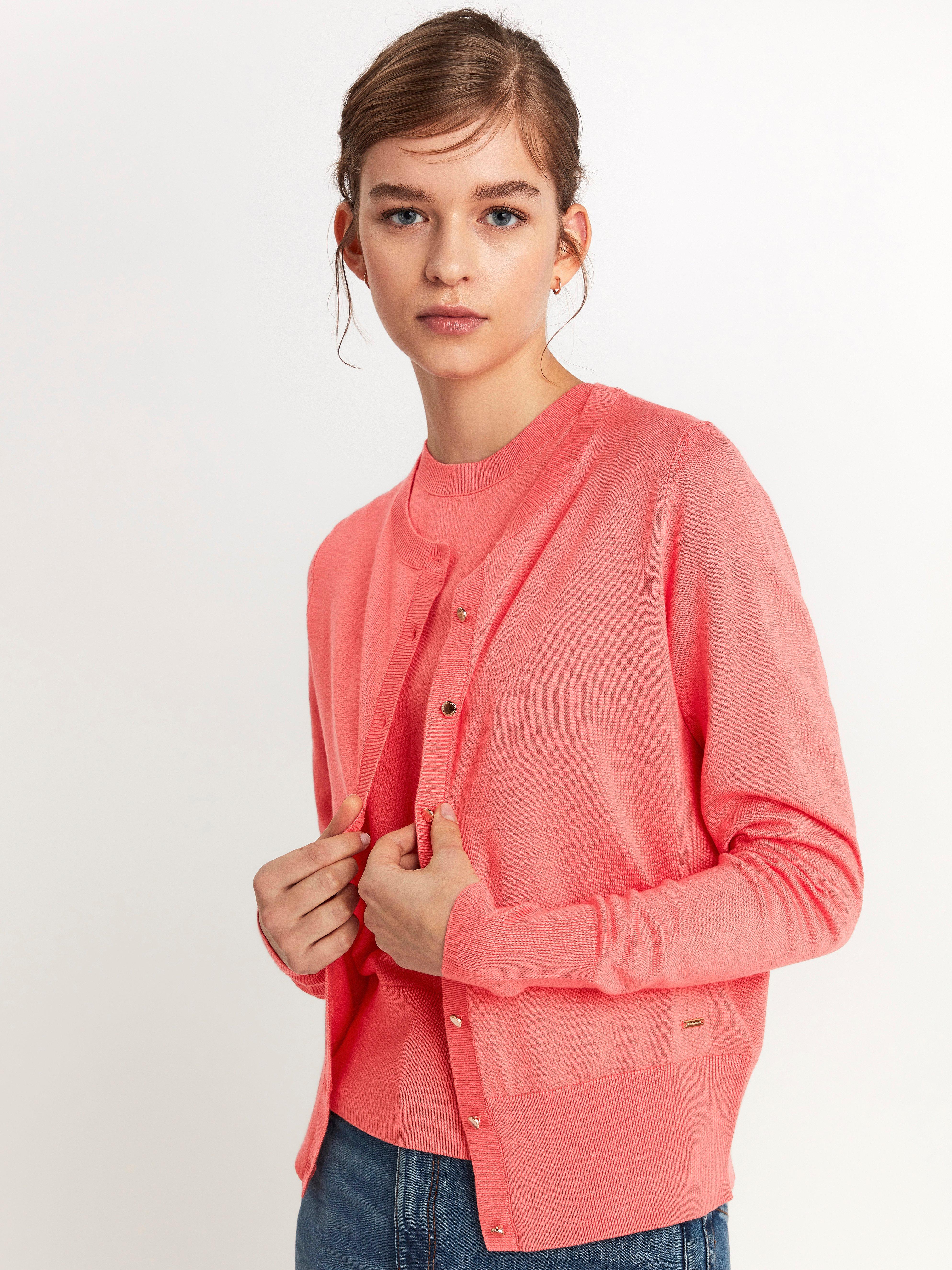 pink fine knit cardigan