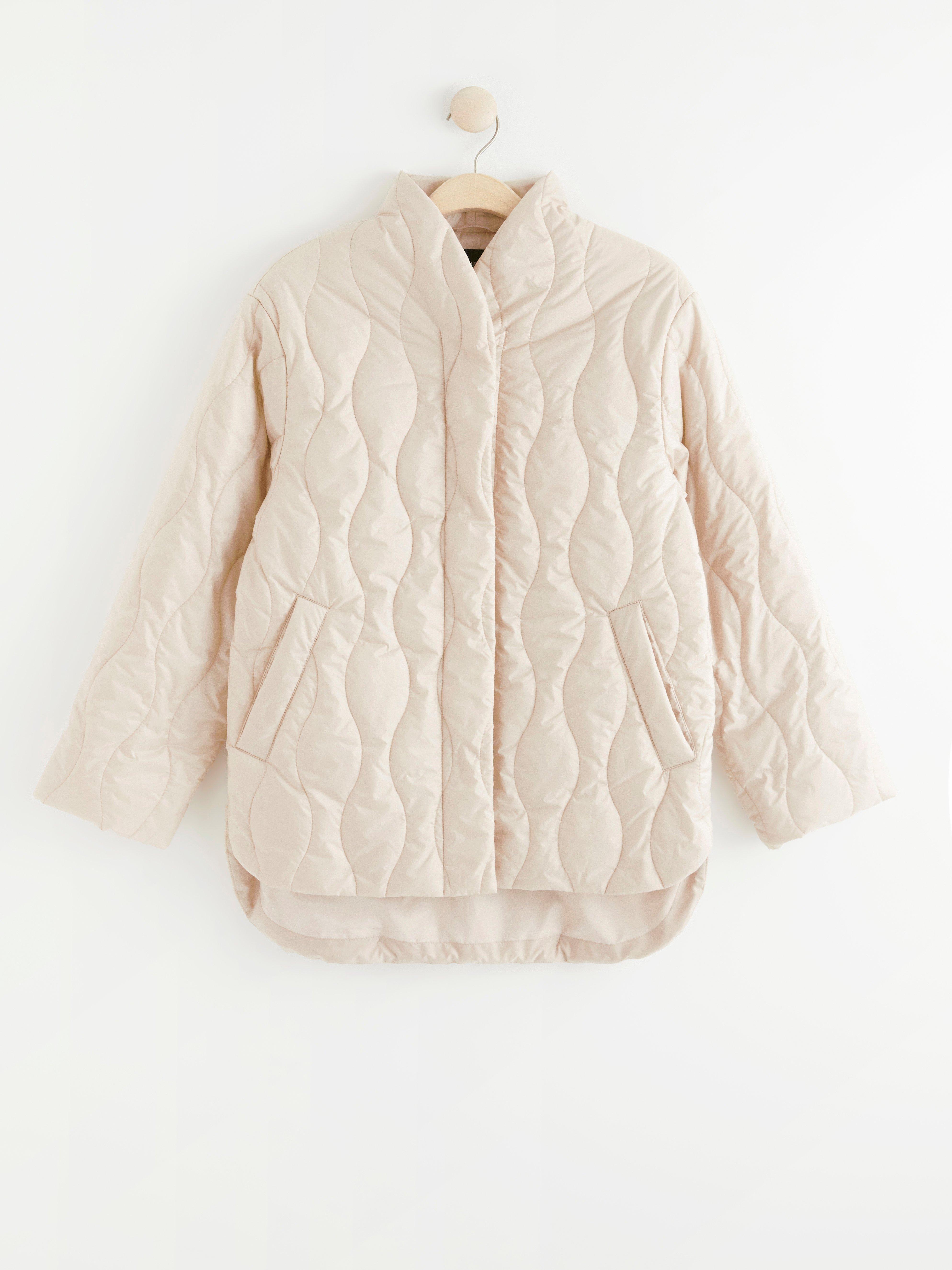 Beige shop quilted jacket