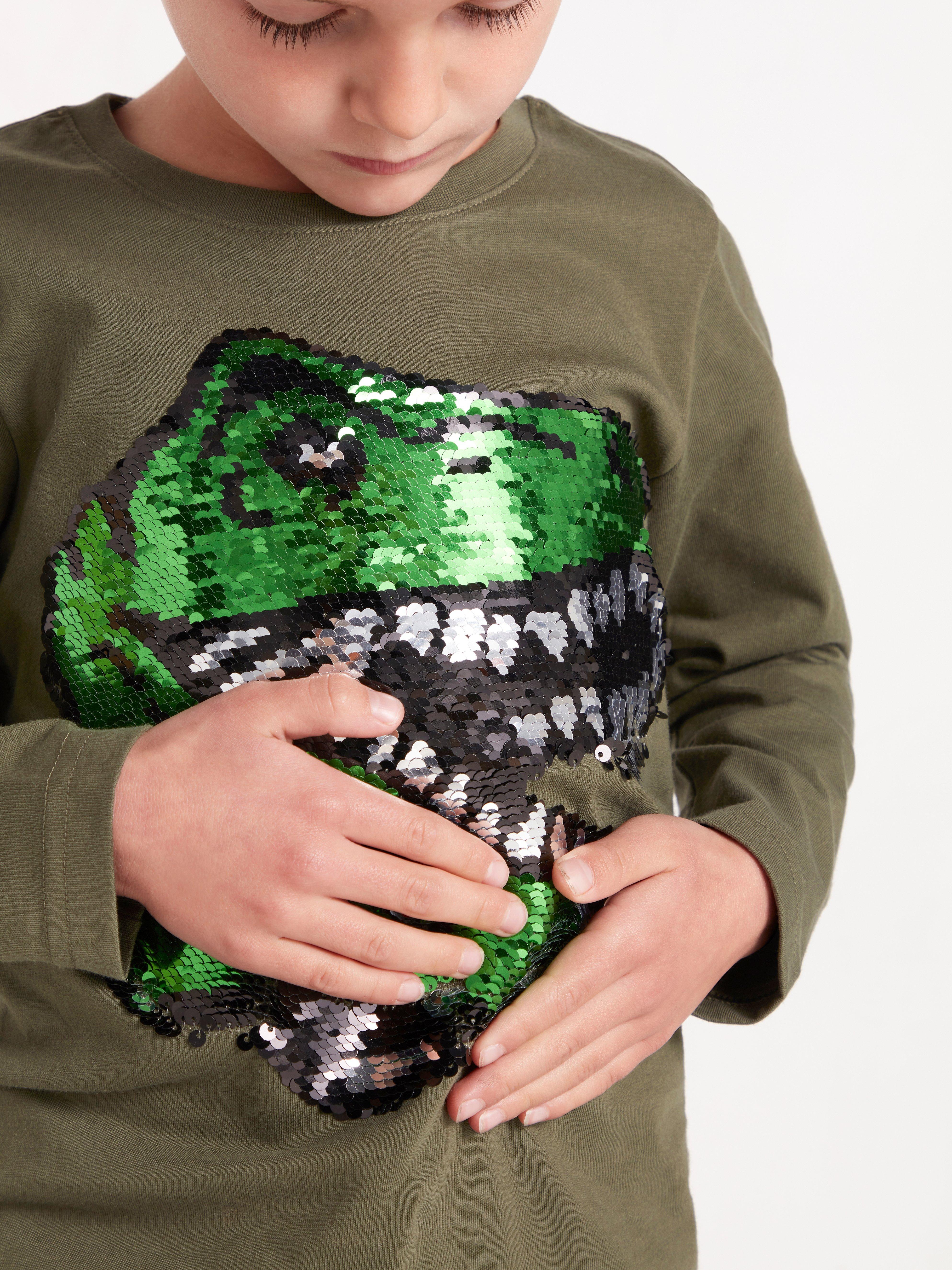 green sequin long sleeve top