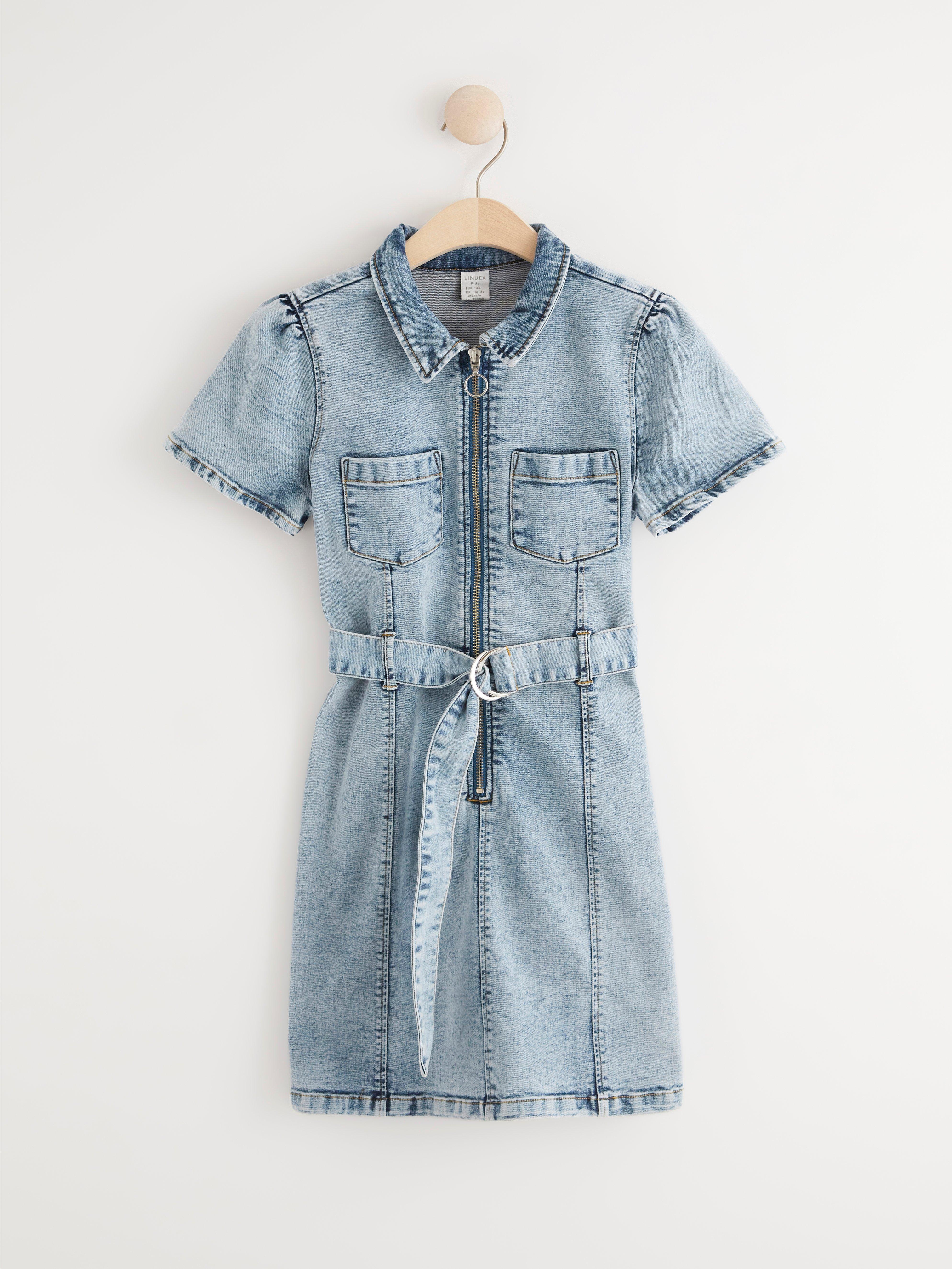 Short sleeve denim hot sale dress uk