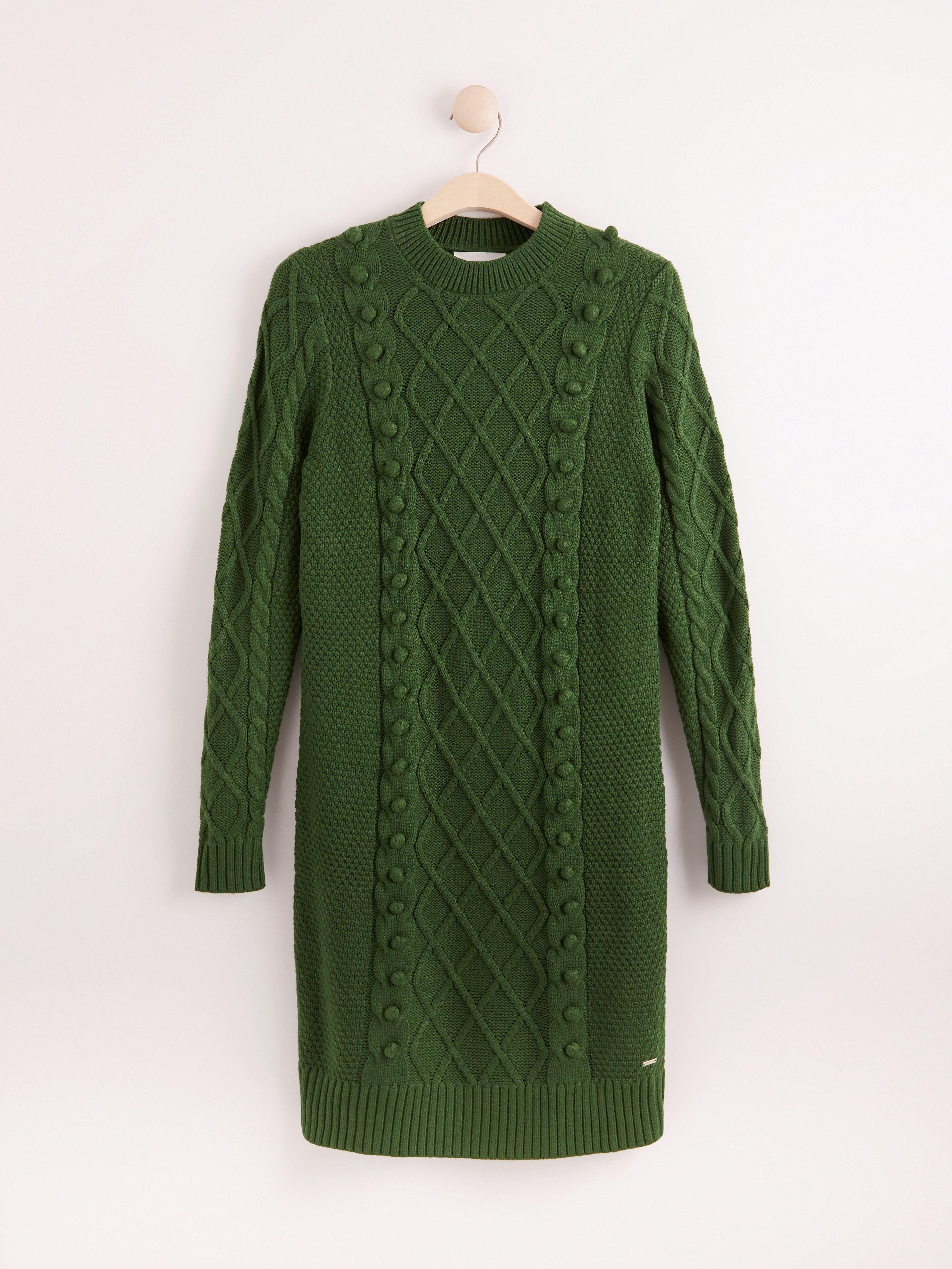 green bridesmaid dresses long sleeve Green Cable-knit jumper dress