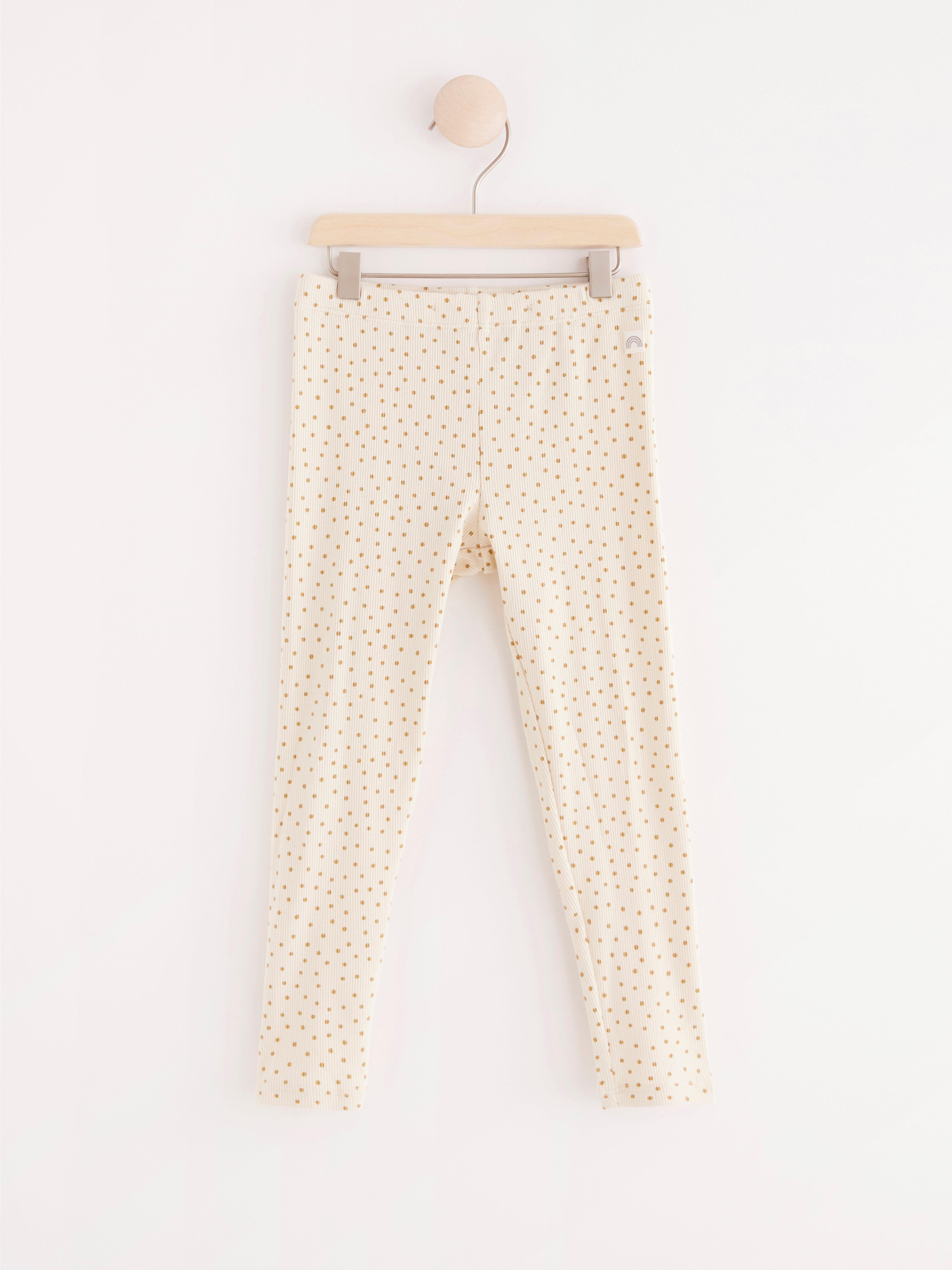 Ribbade leggings med prickar