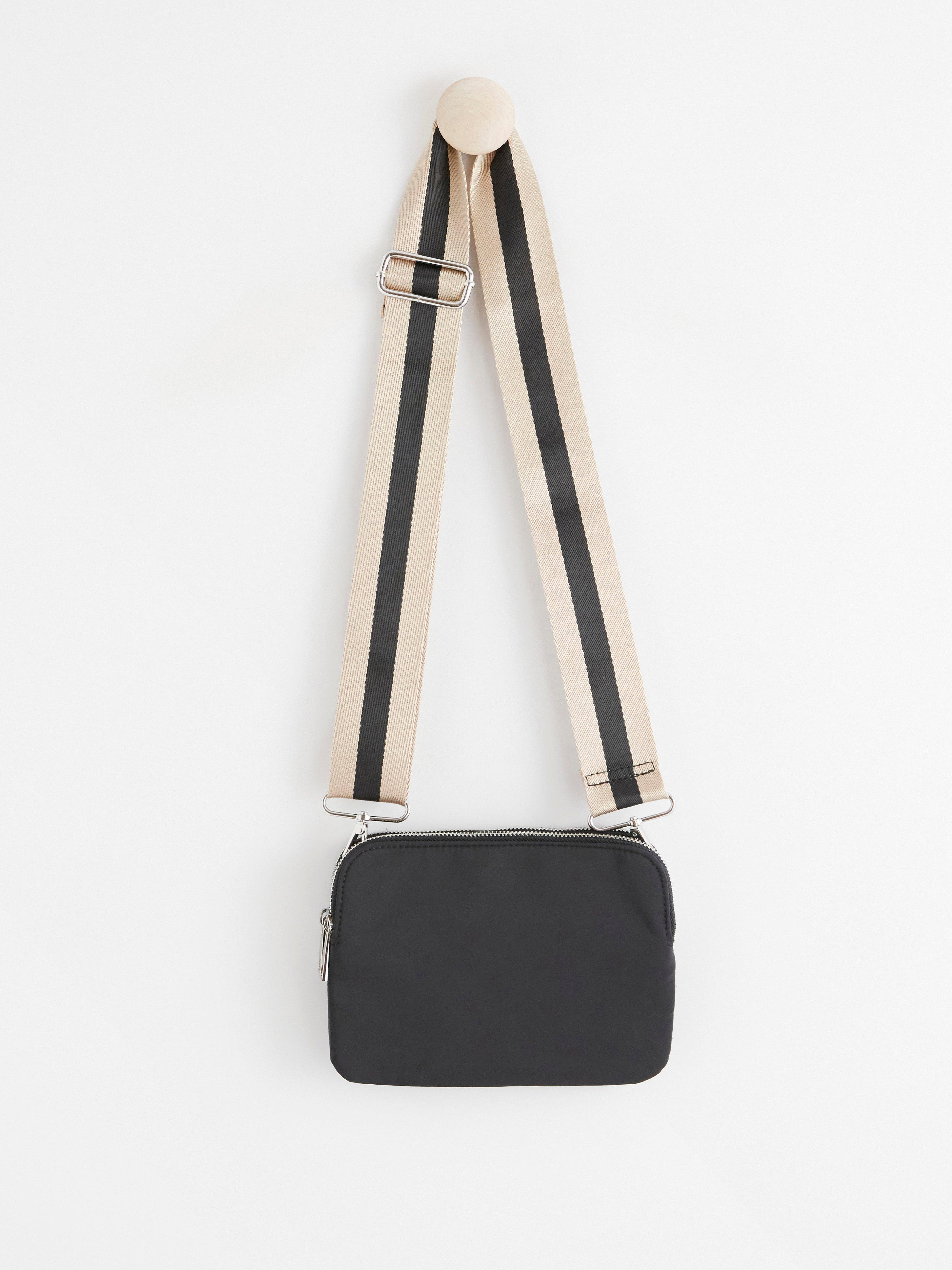 Thick Crossbody Bag Straps, Black Recycled Polyester