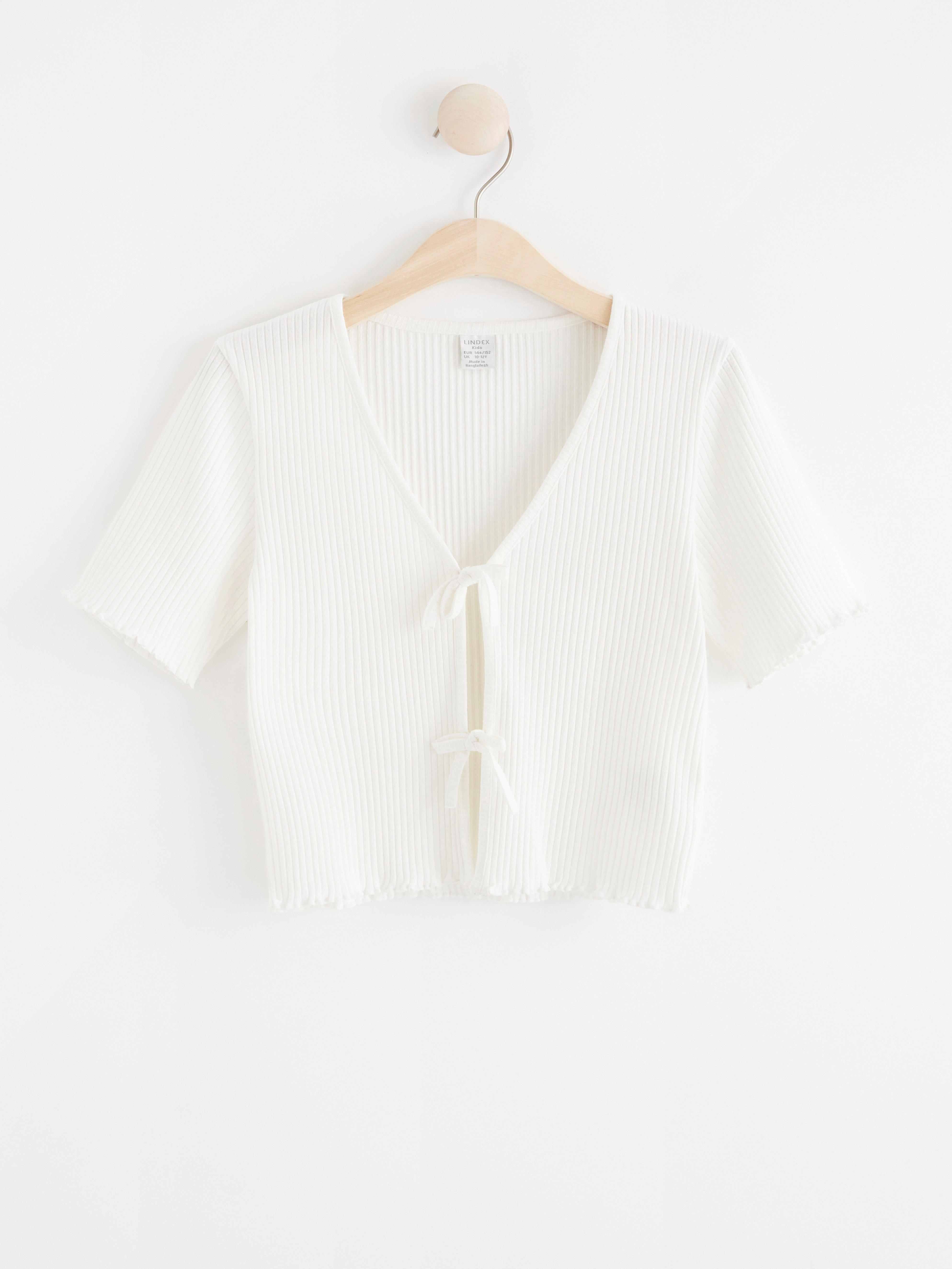 short sleeve white cardigan