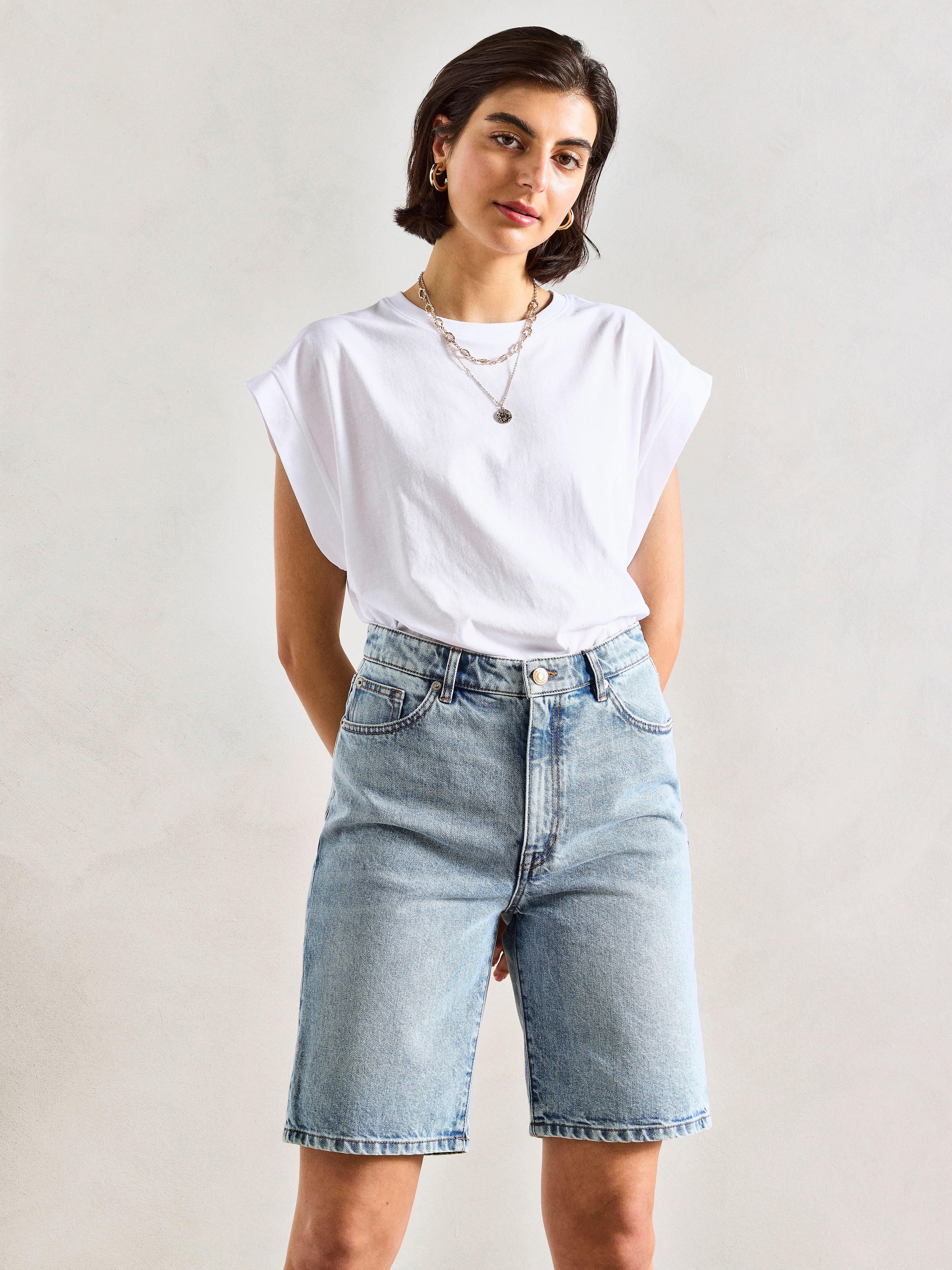 high waist denim short