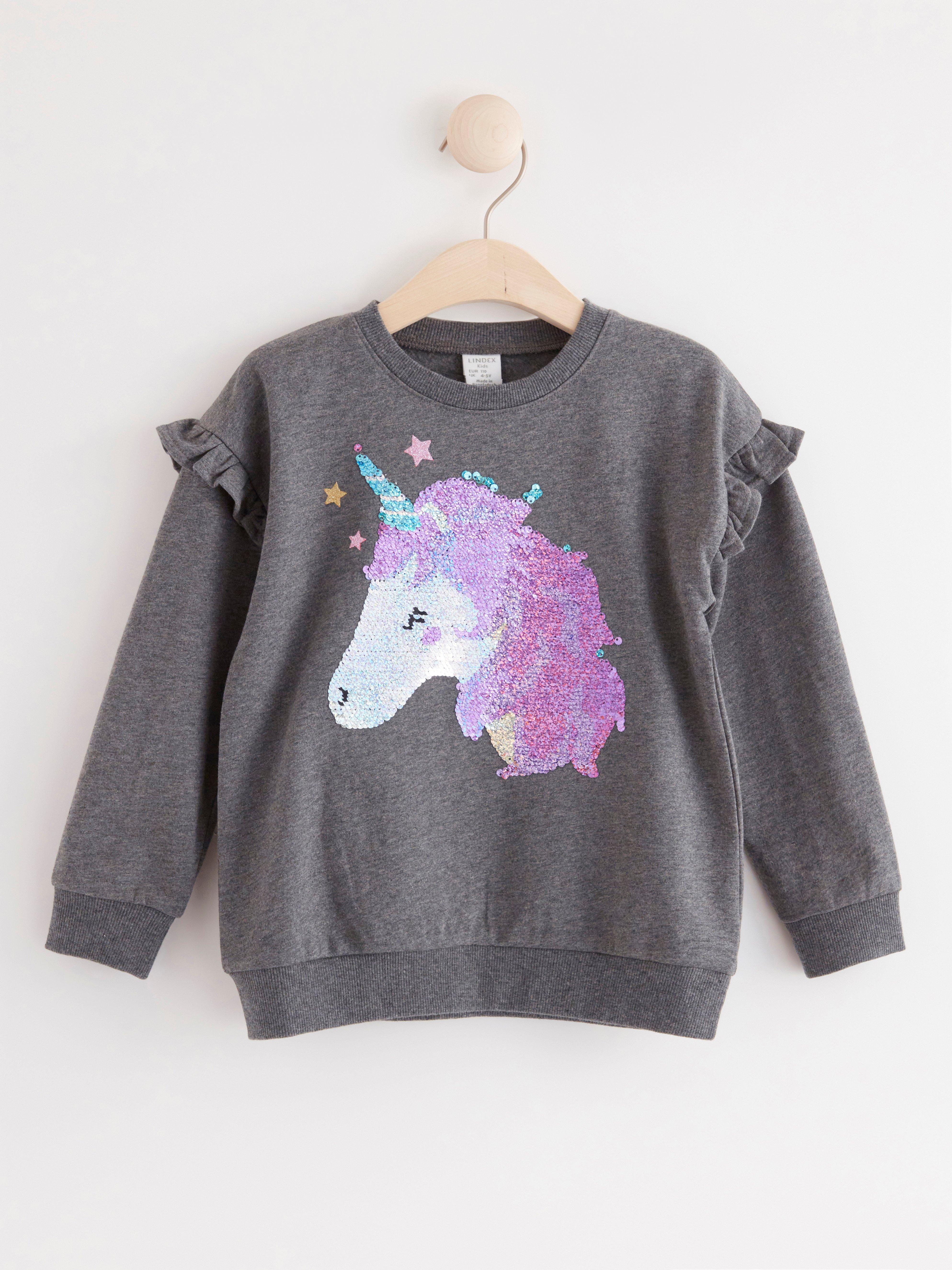 Sweatshirt with reversible sequins
