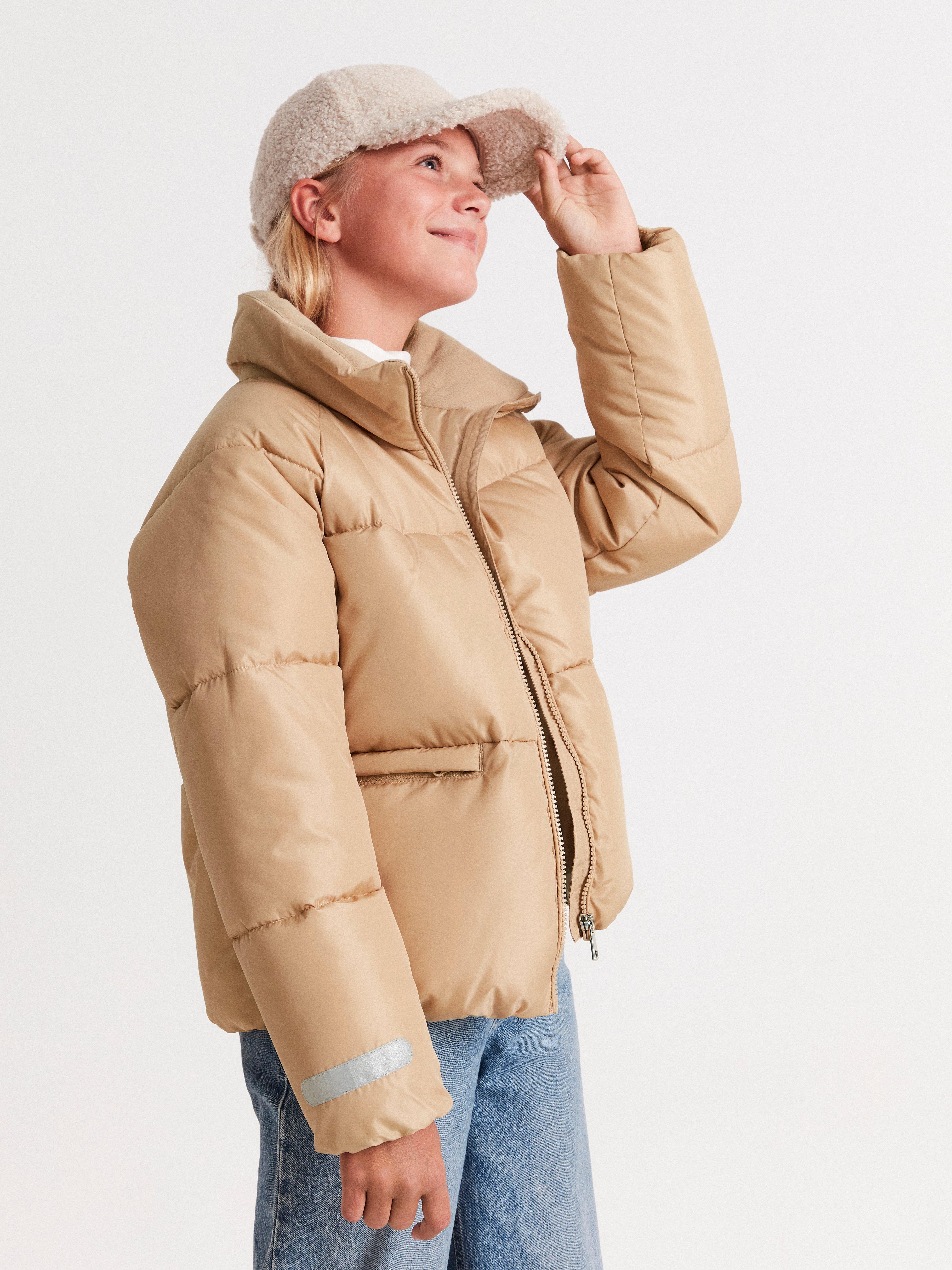 beige puffy jacket