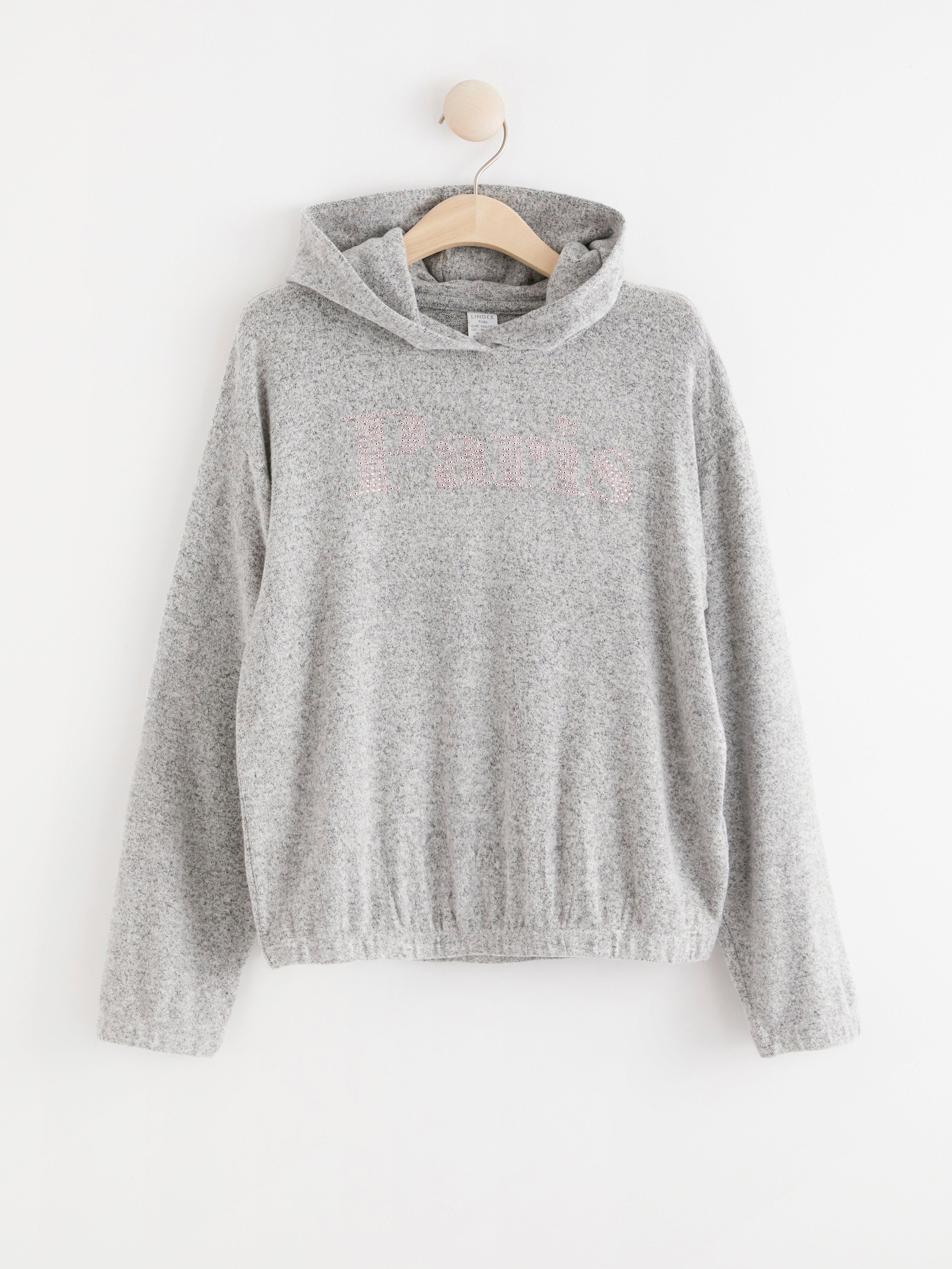 grey fine knit hoodie