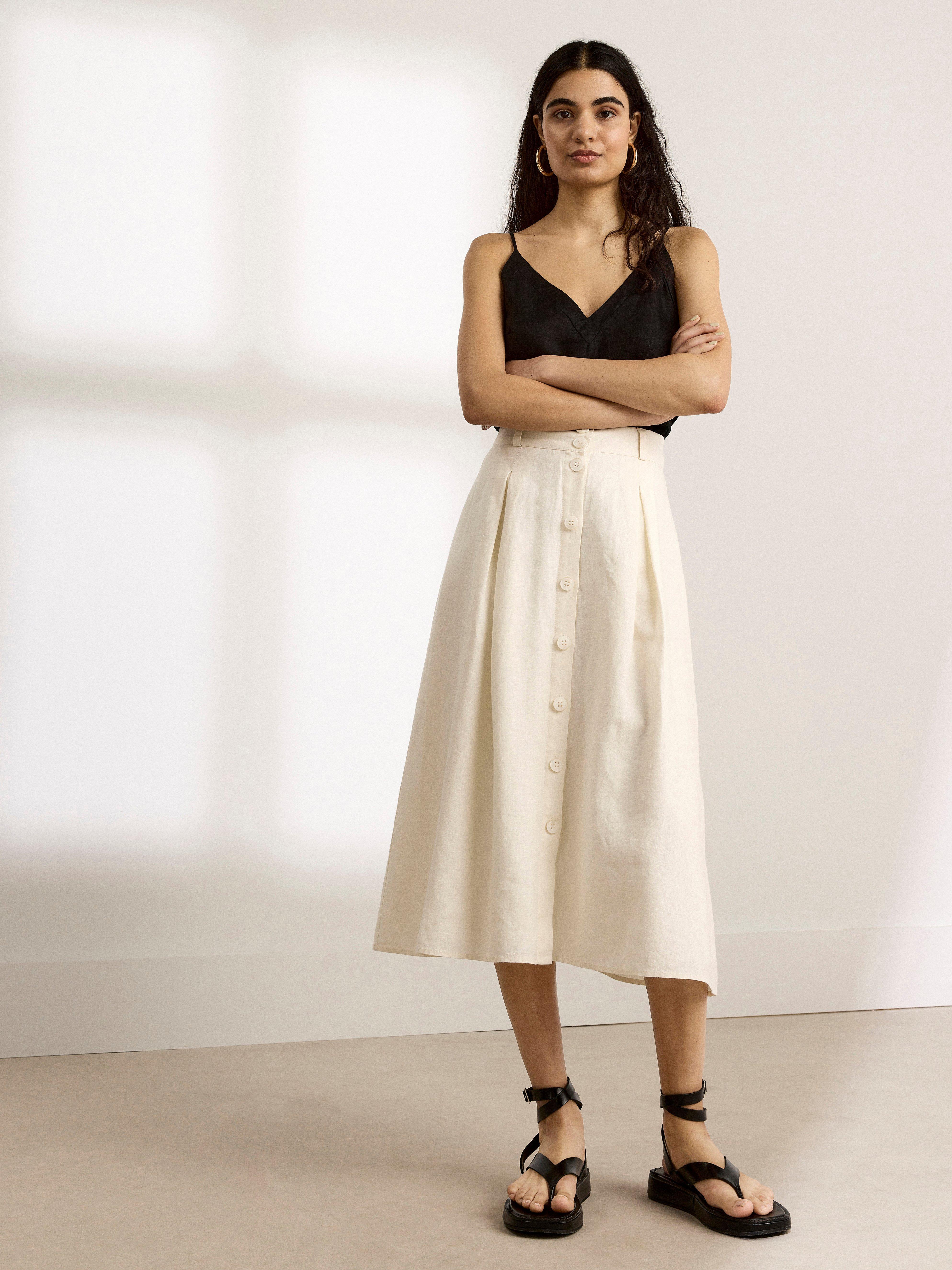 linen midi skirt uk