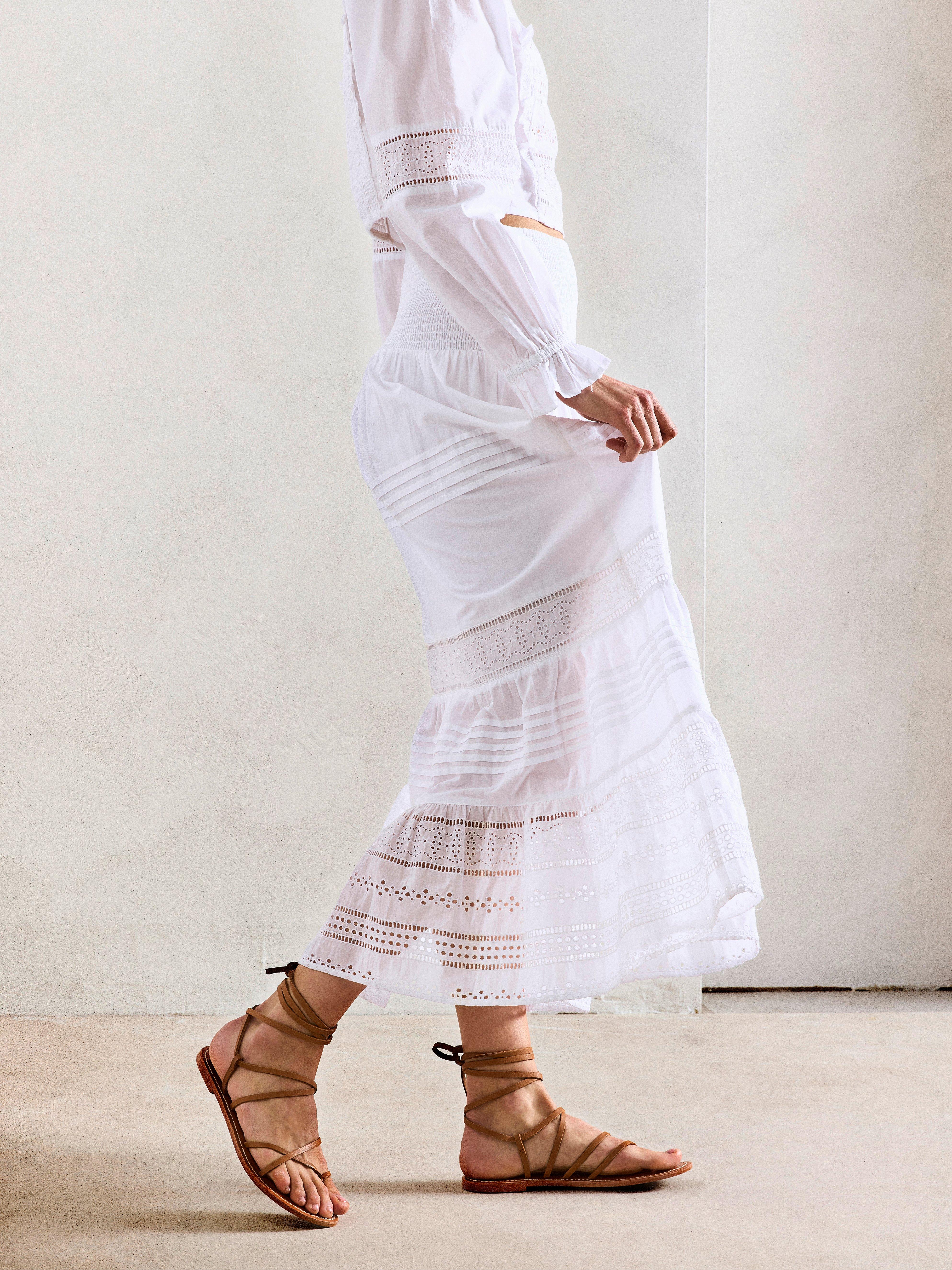 Maxi skirt with broderie anglaise 