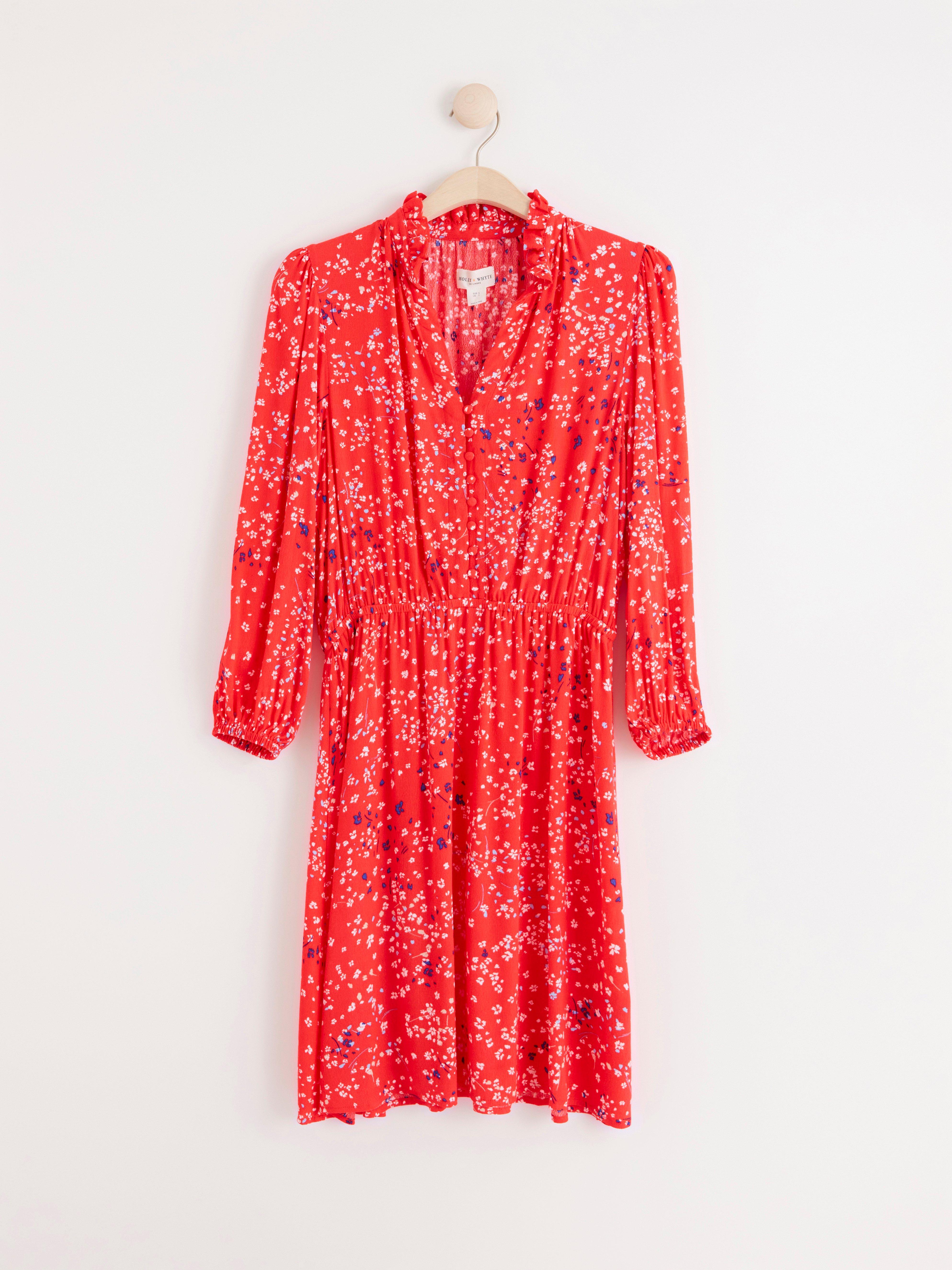 open lace back dress Vintage 90s Red Tropical Floral Tie Front Mini Sundress main image 0
