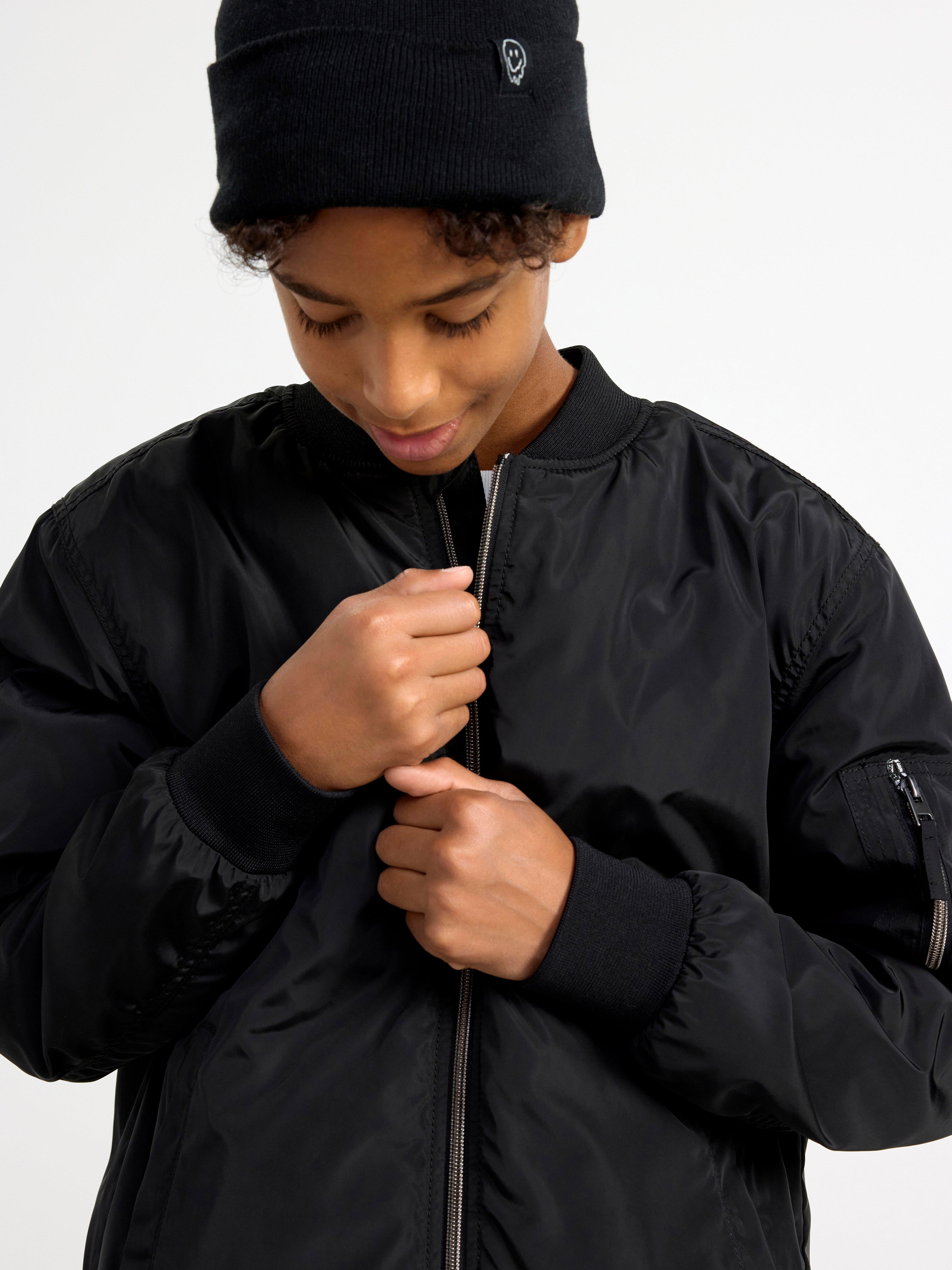 Mens black bomber jacket on sale uk