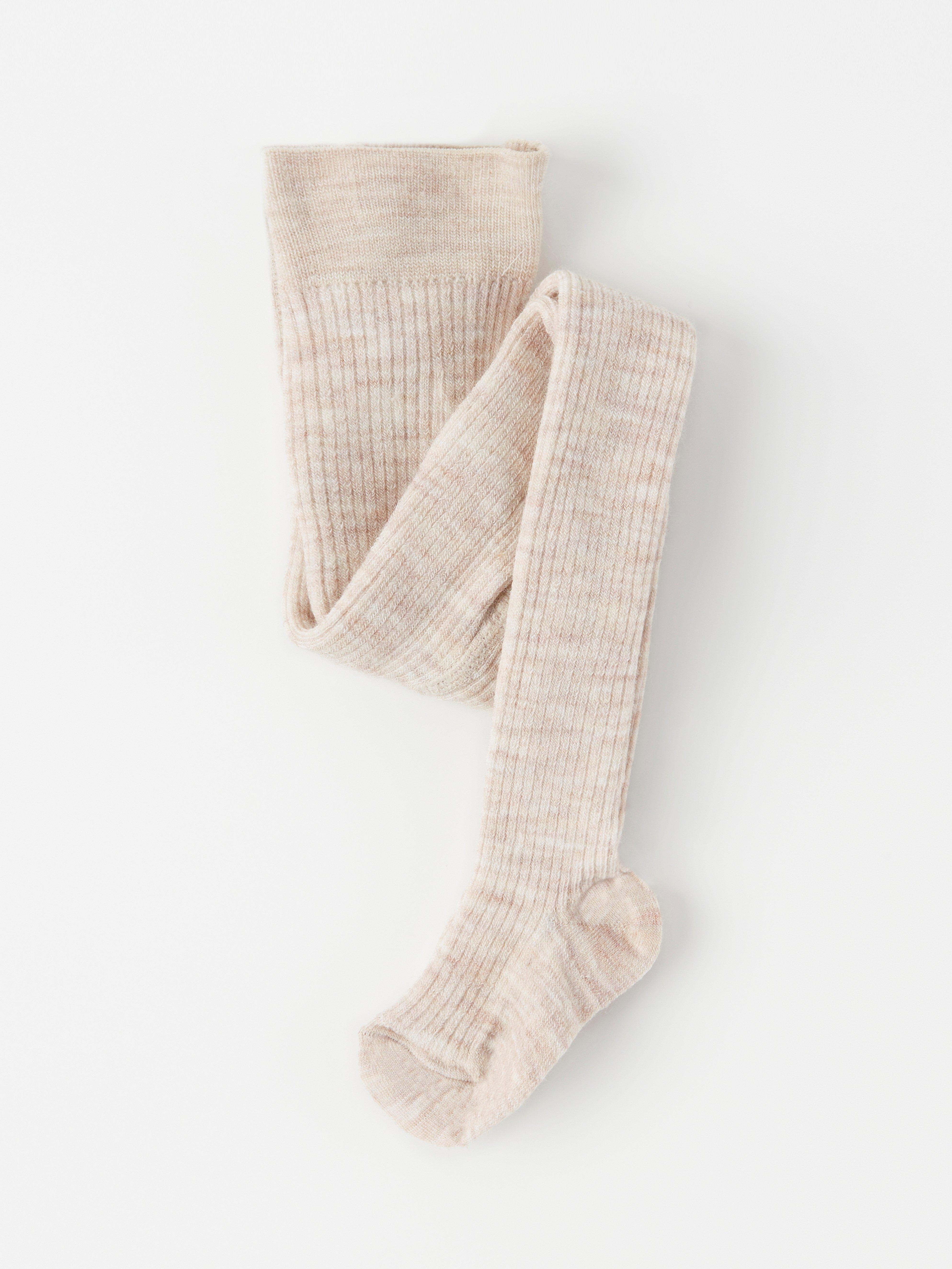 Rib knit tights in wool blend