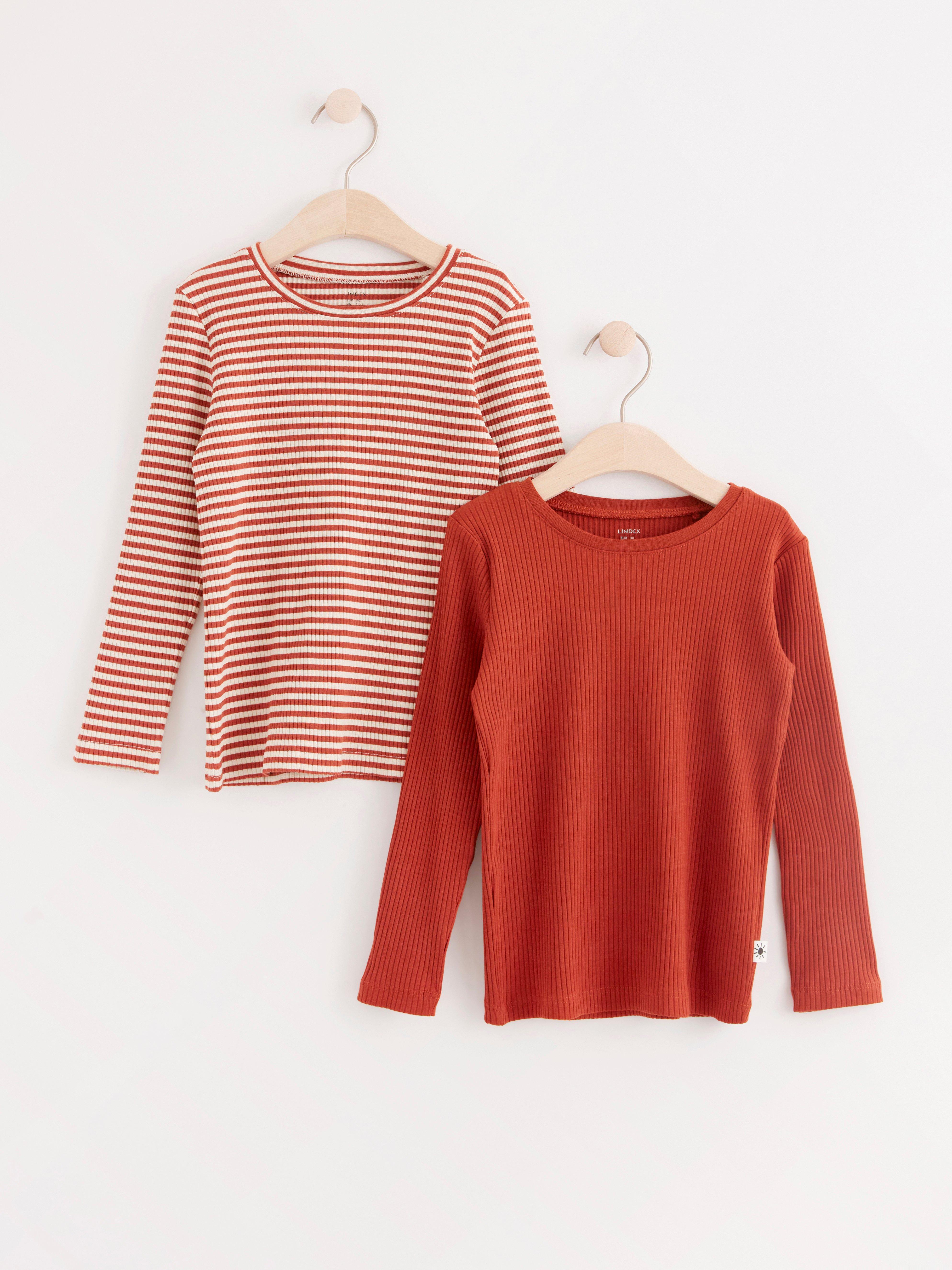 2 Pack Ribbed Long Sleeve Top Lindex Europe