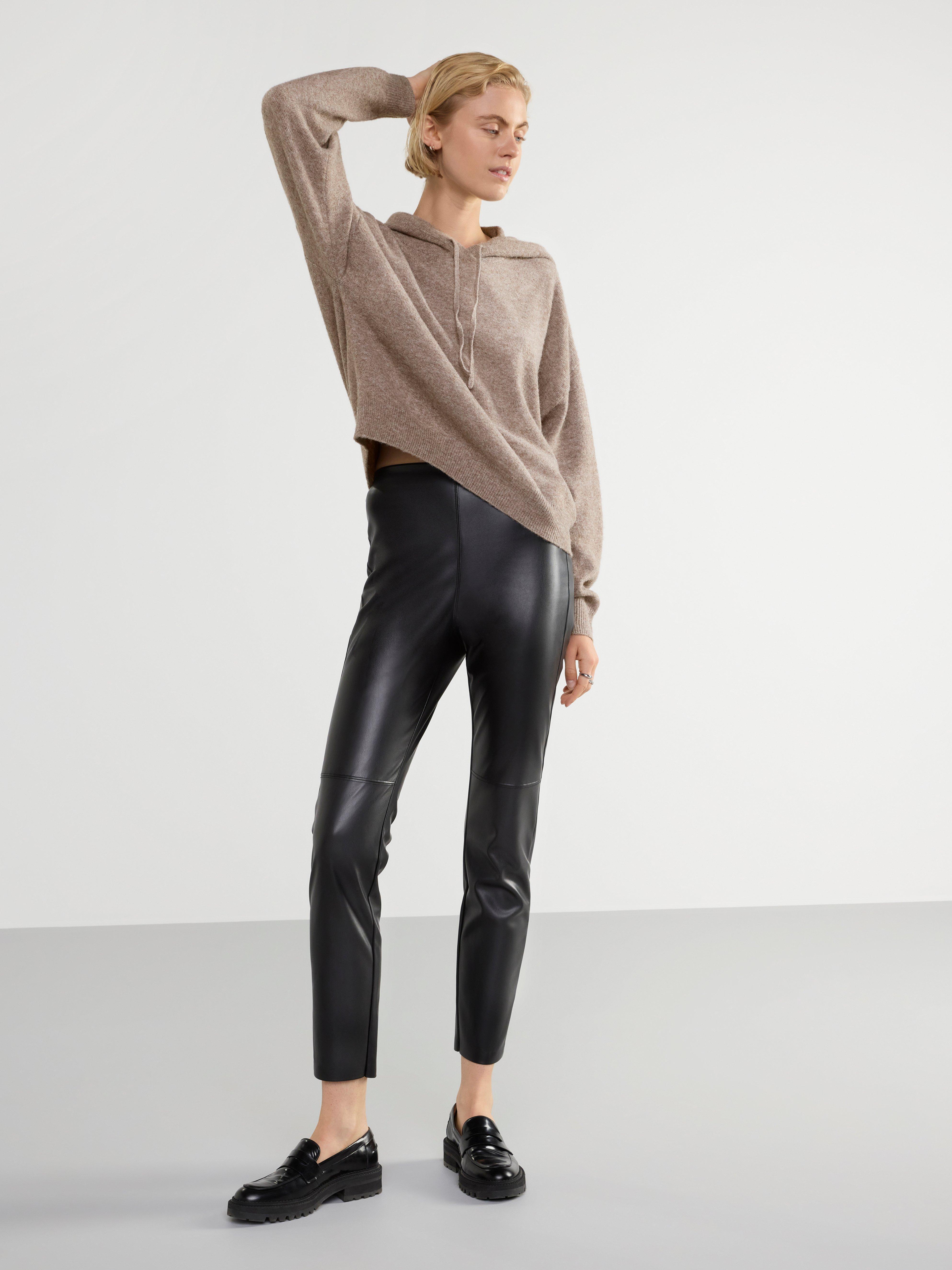 High waist imitation leather trousers 