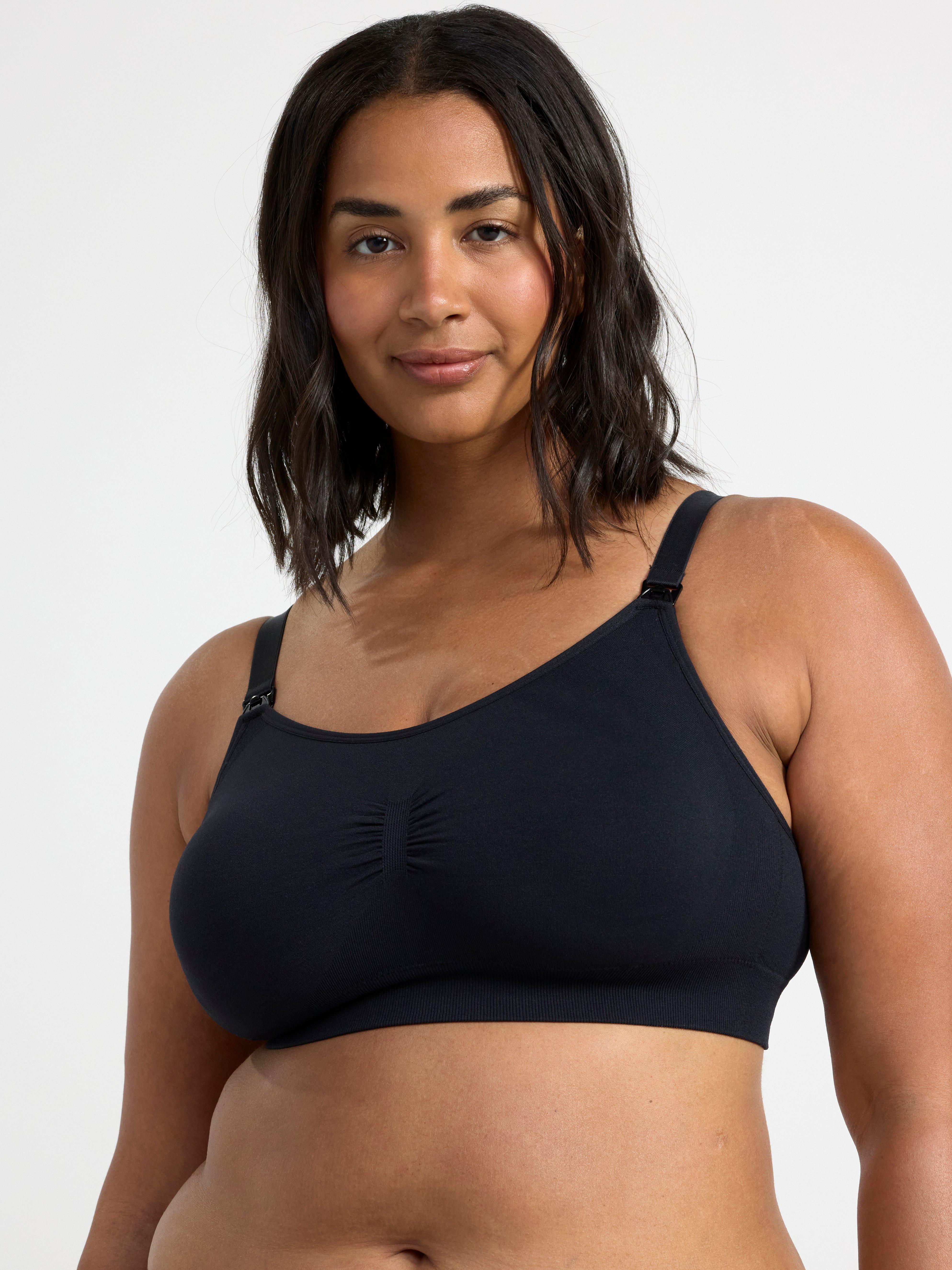 Lindex Mom 2 pack seamless nursing bras in black and dusty green