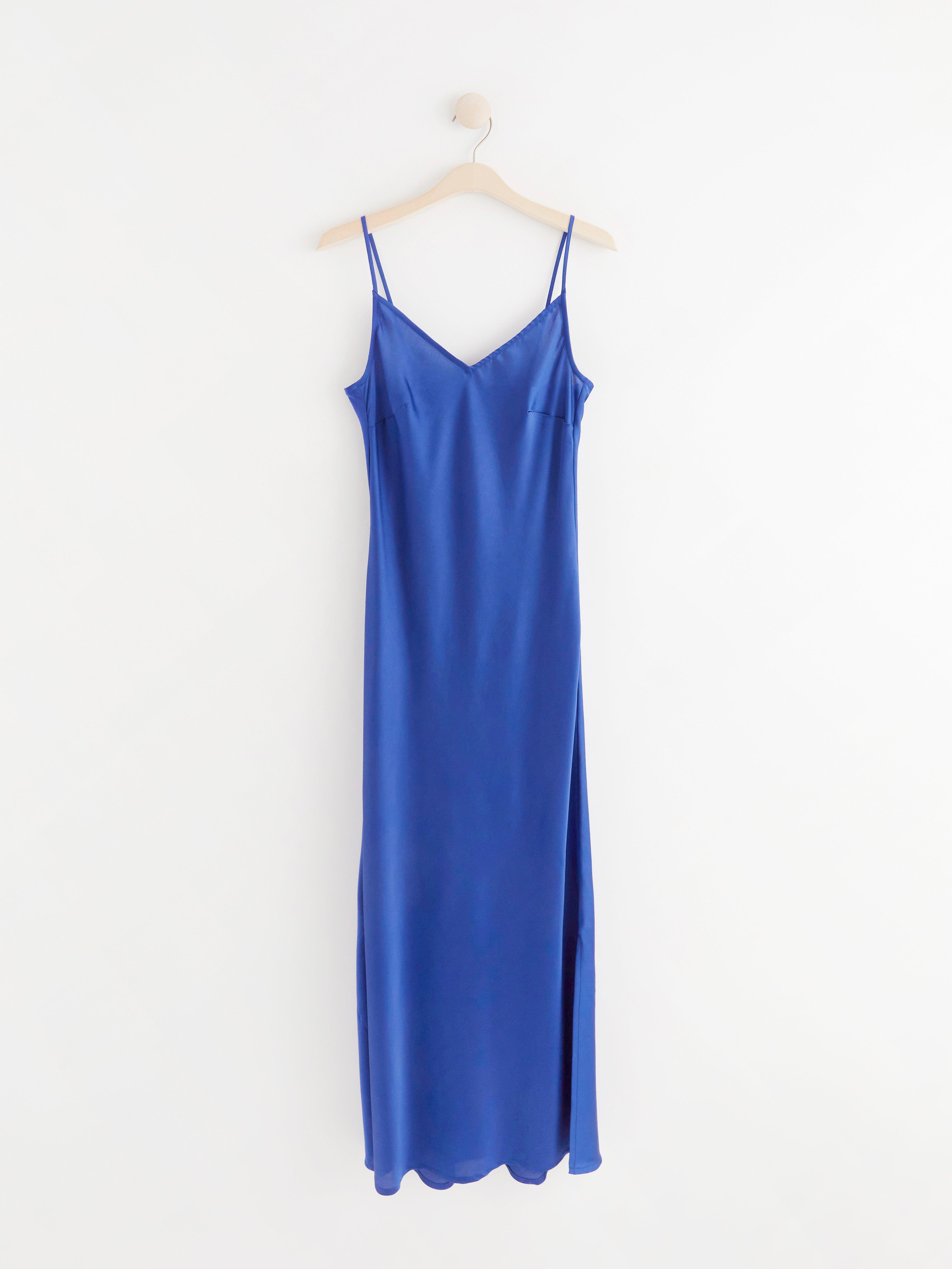 royal blue silk slip dress