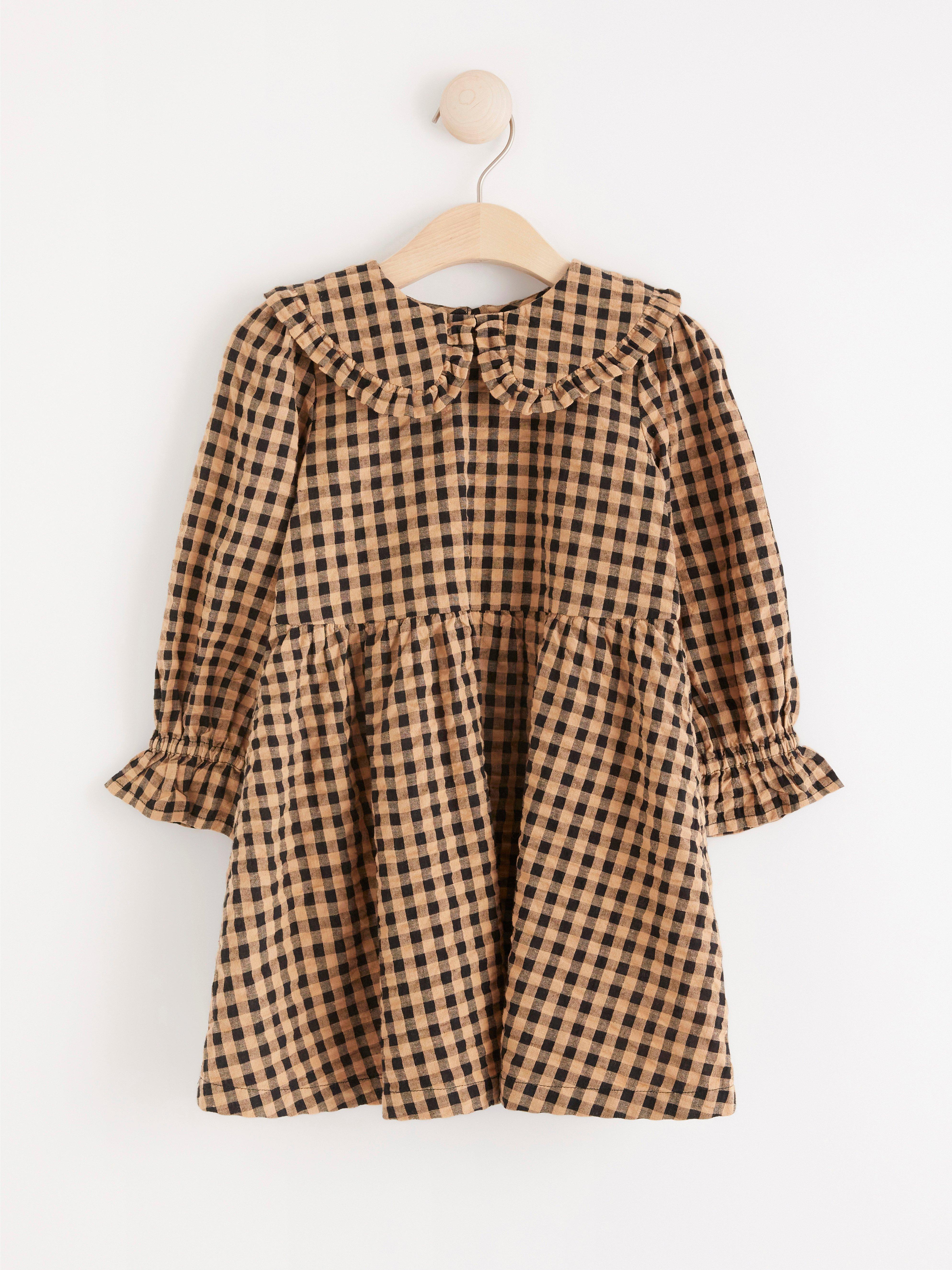 brown and black check dress Dalia Off Shoulder Satin Maxi Dress - Dark Chocolate main image 1