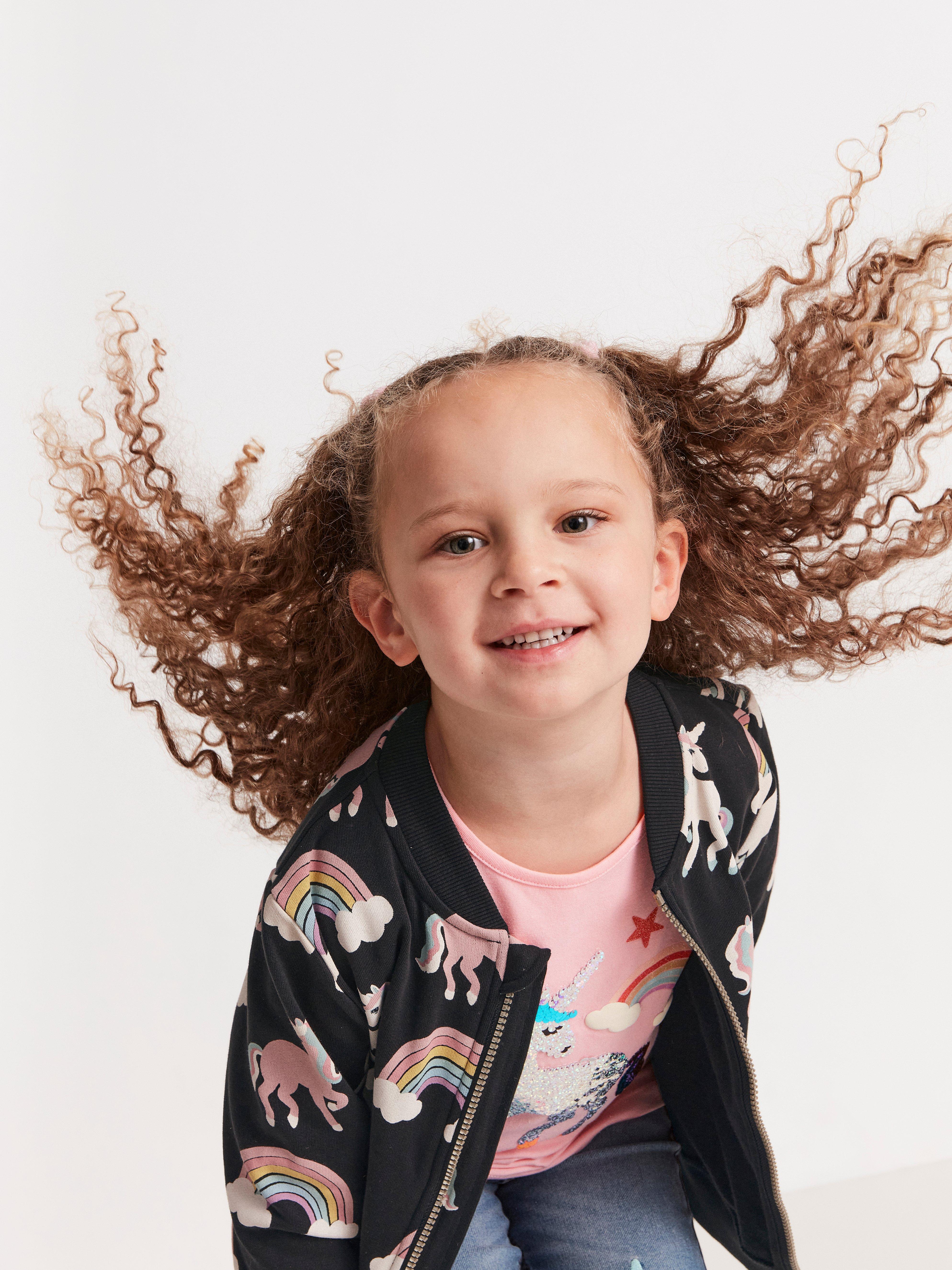 Mjuk bomberjacka med enhörningar