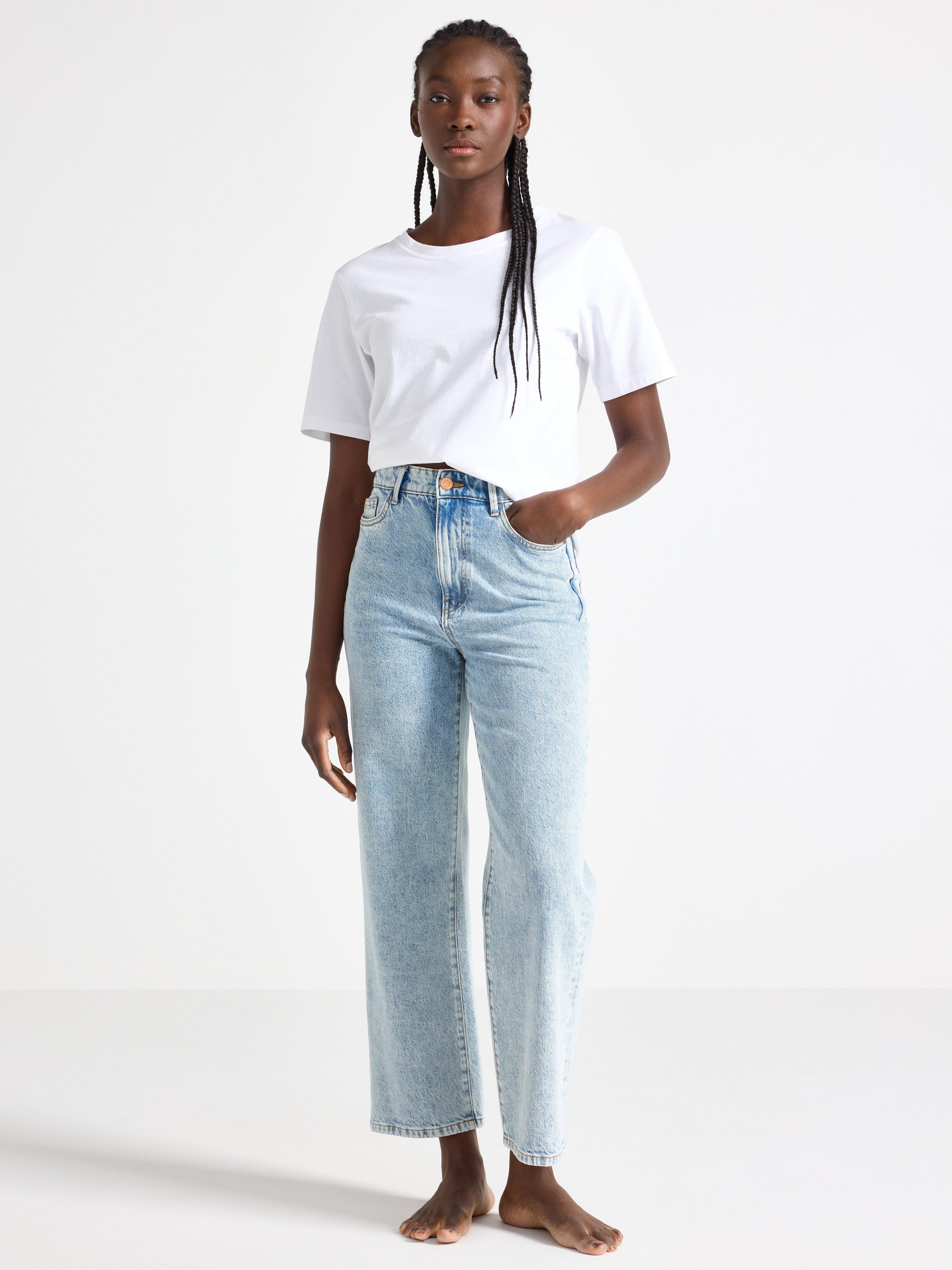 HANNA Wide high waist jeans with cropped leg