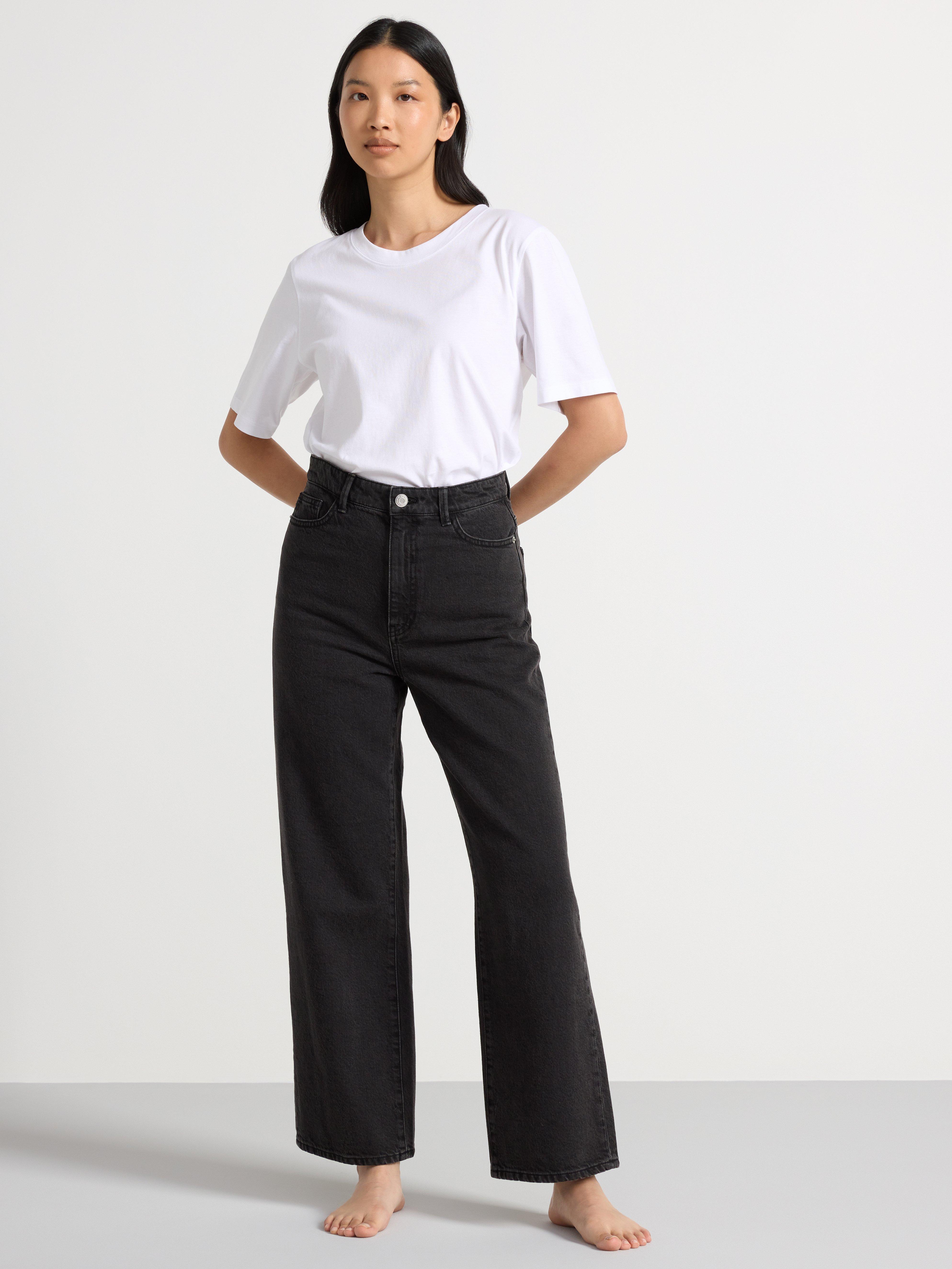 Wide leg cropped hot sale black jeans