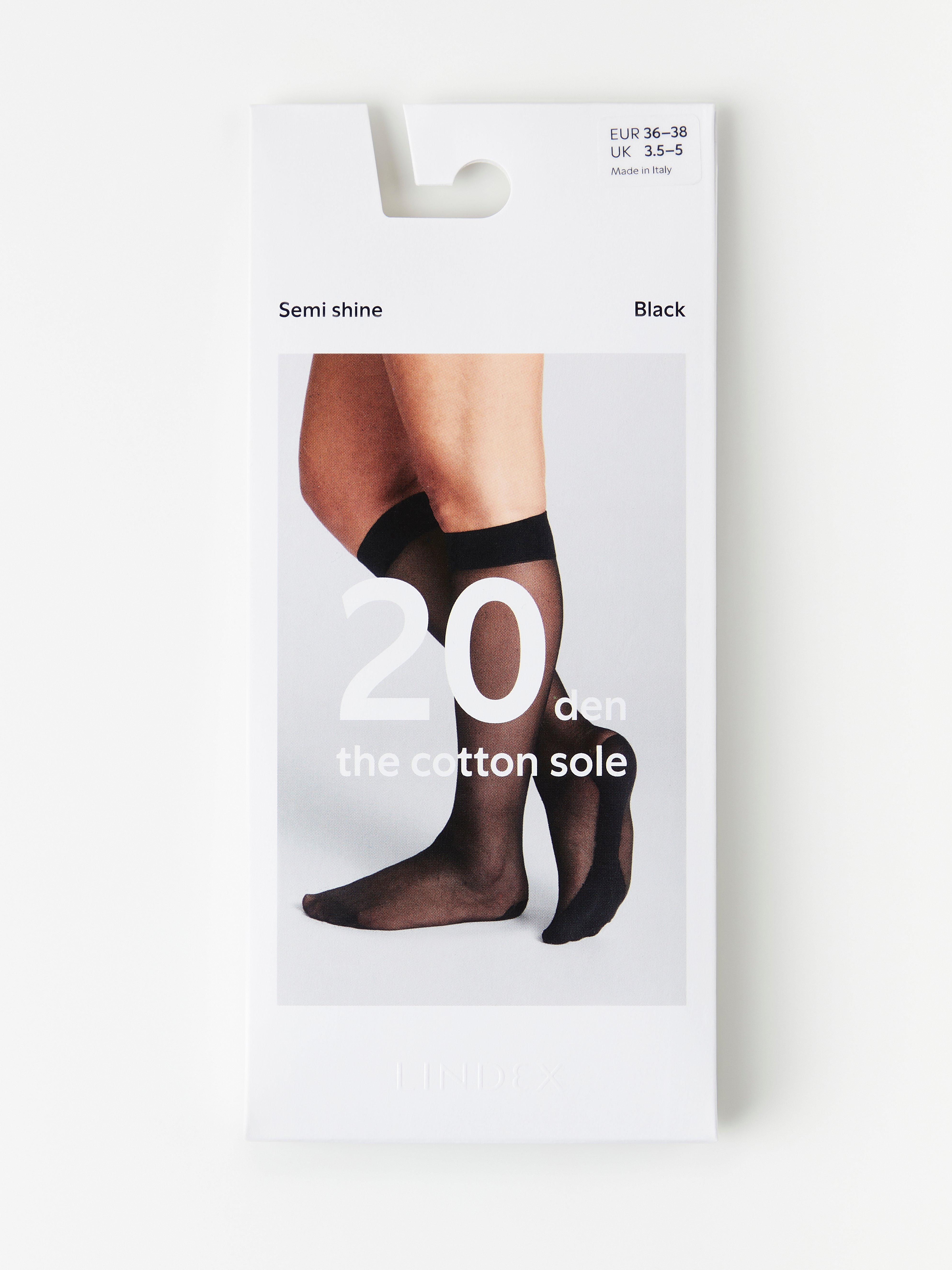 Knee highs 20 denier with cotton sole