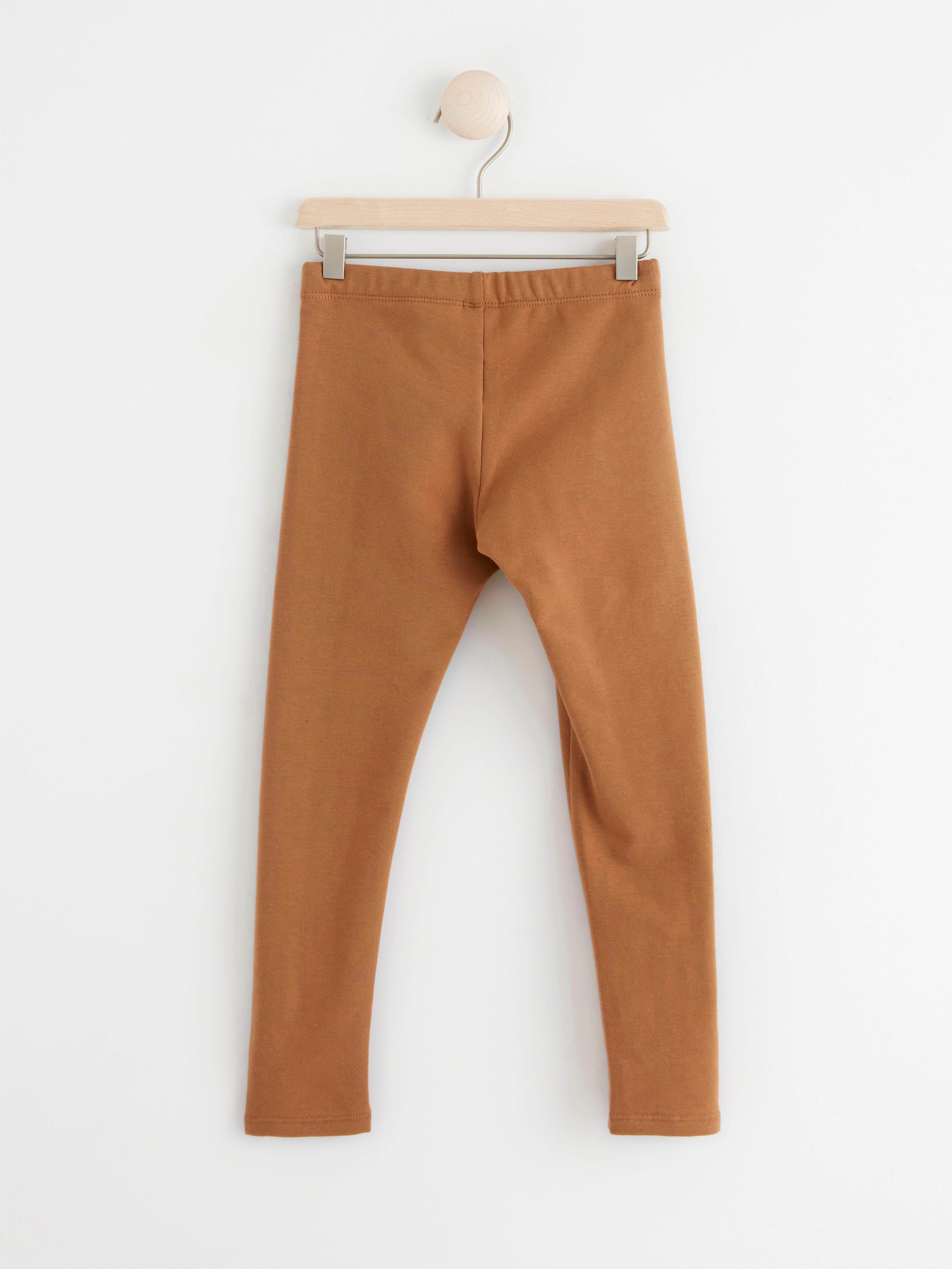 Brushed Inside Leggings with Pockets Brown