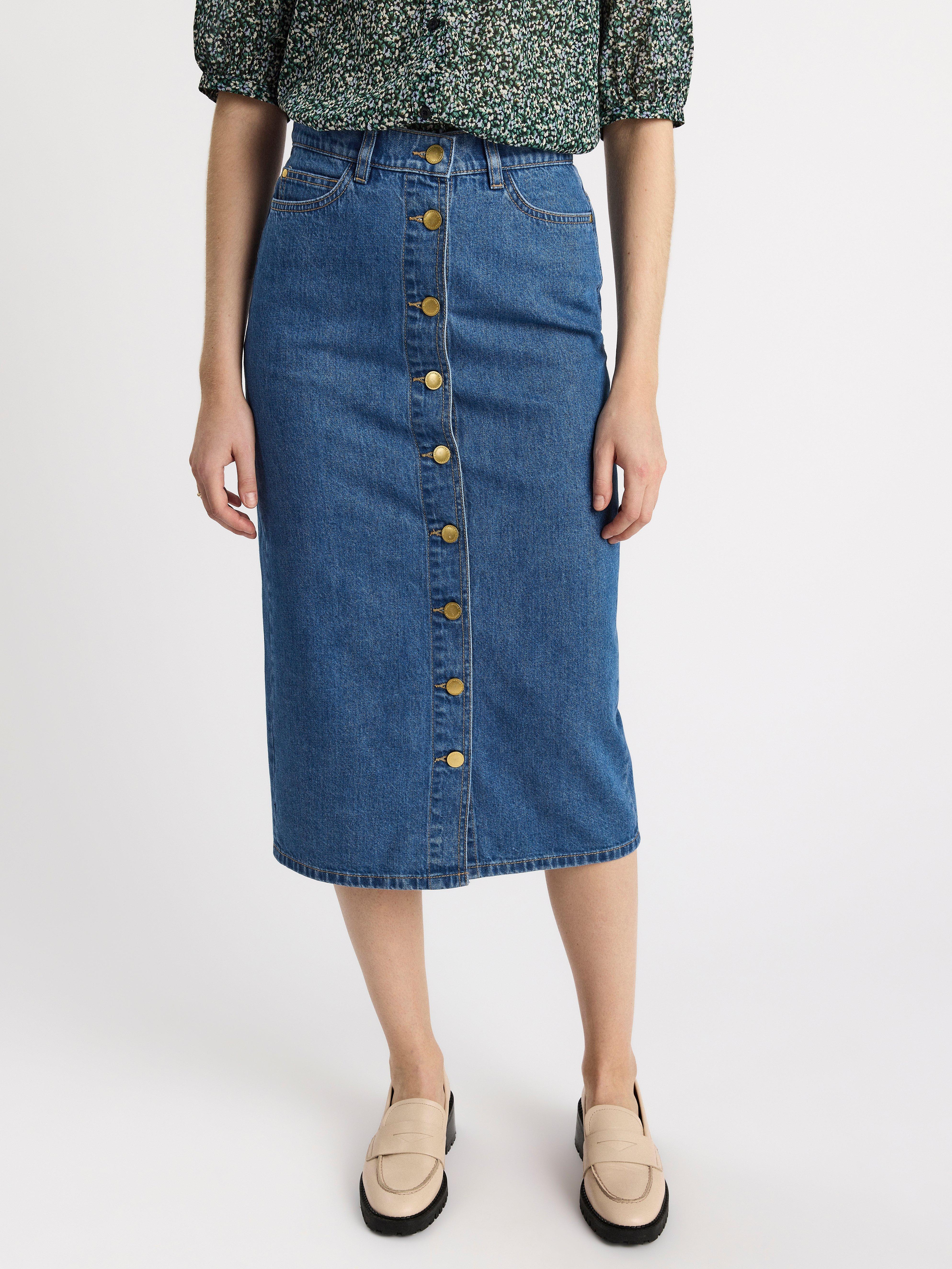 blue denim skirt