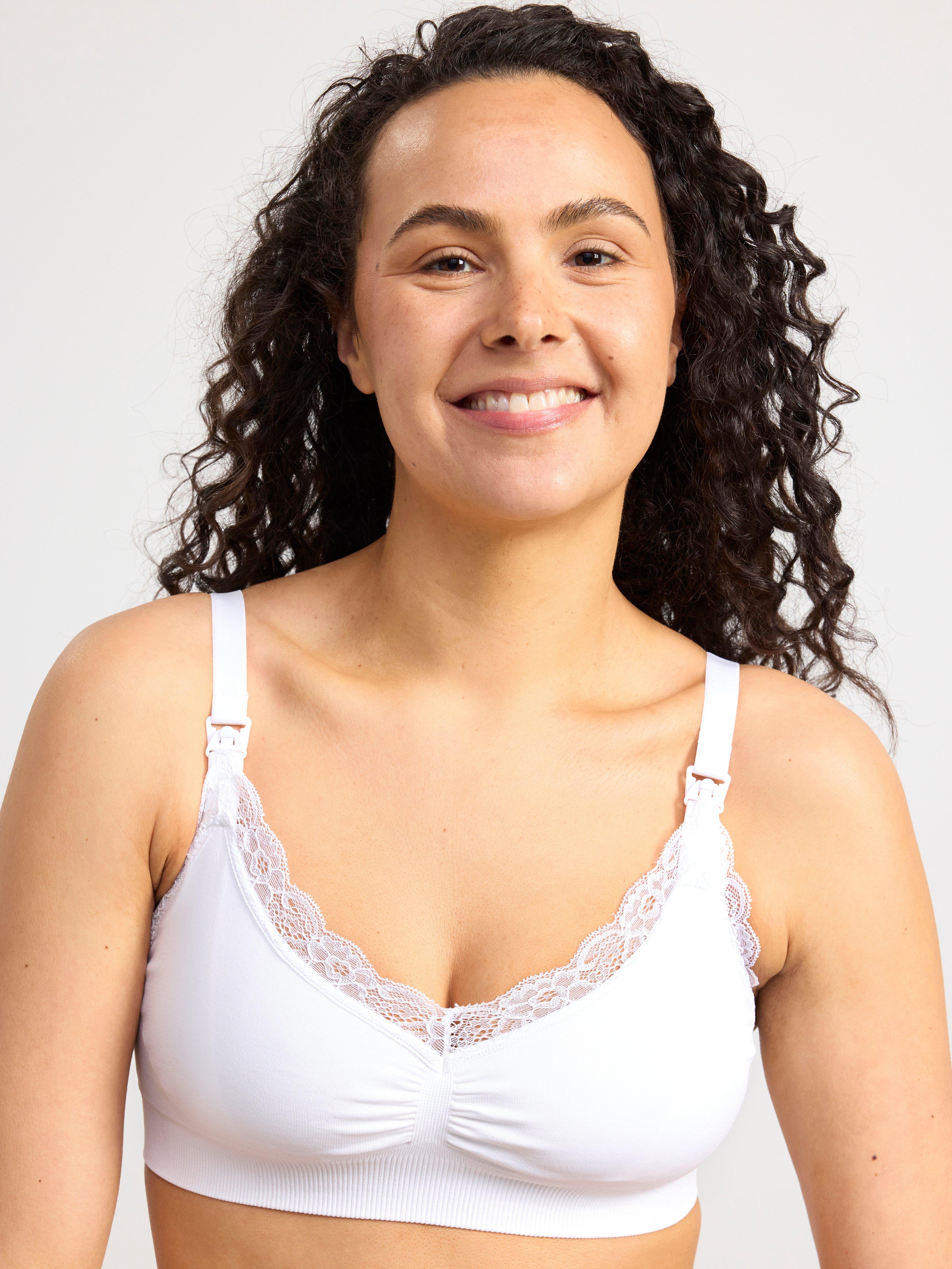 Lindex Mom 2 pack seamless with lace nursing bra in white and