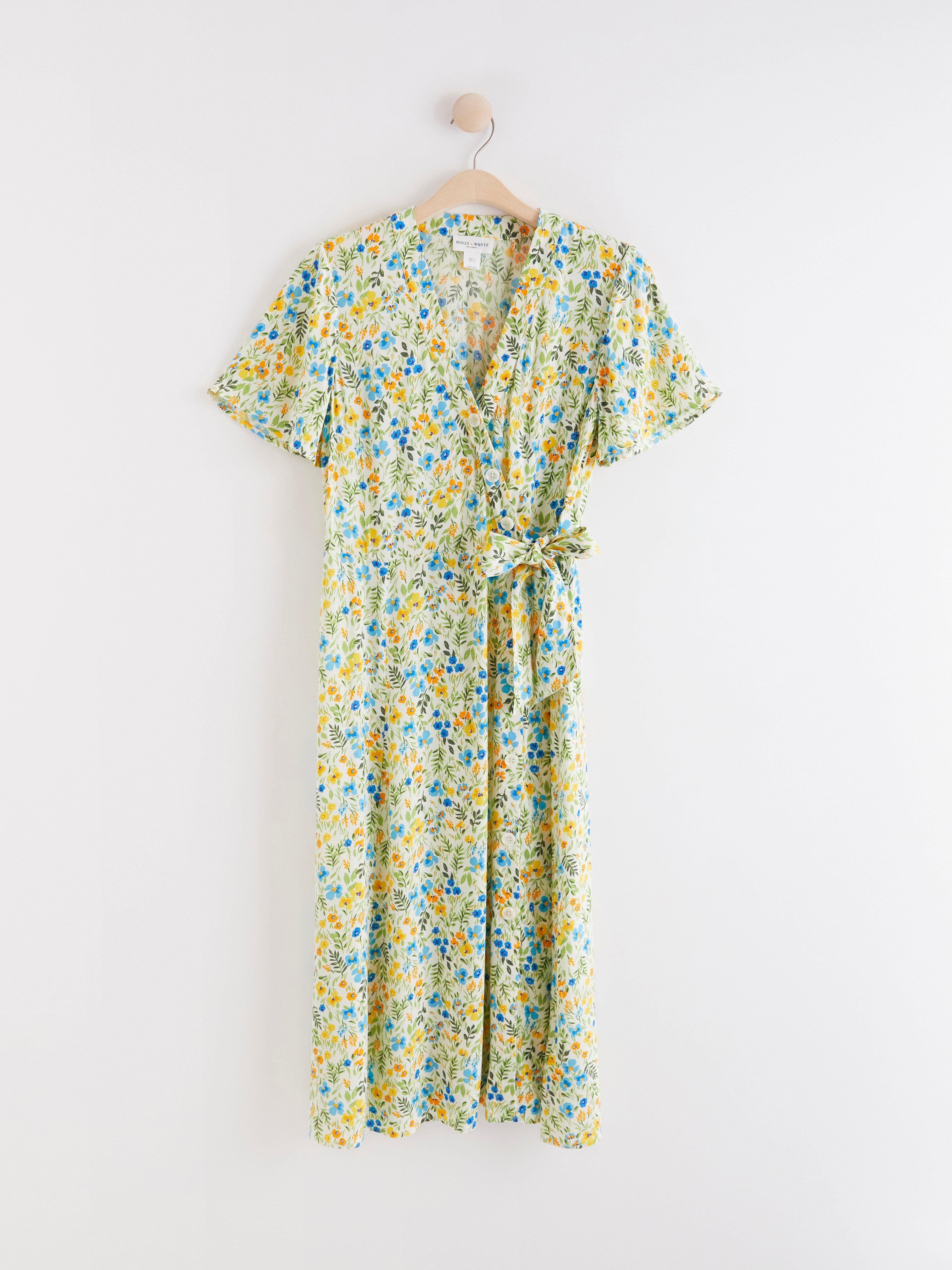 Floral midi wrap dress