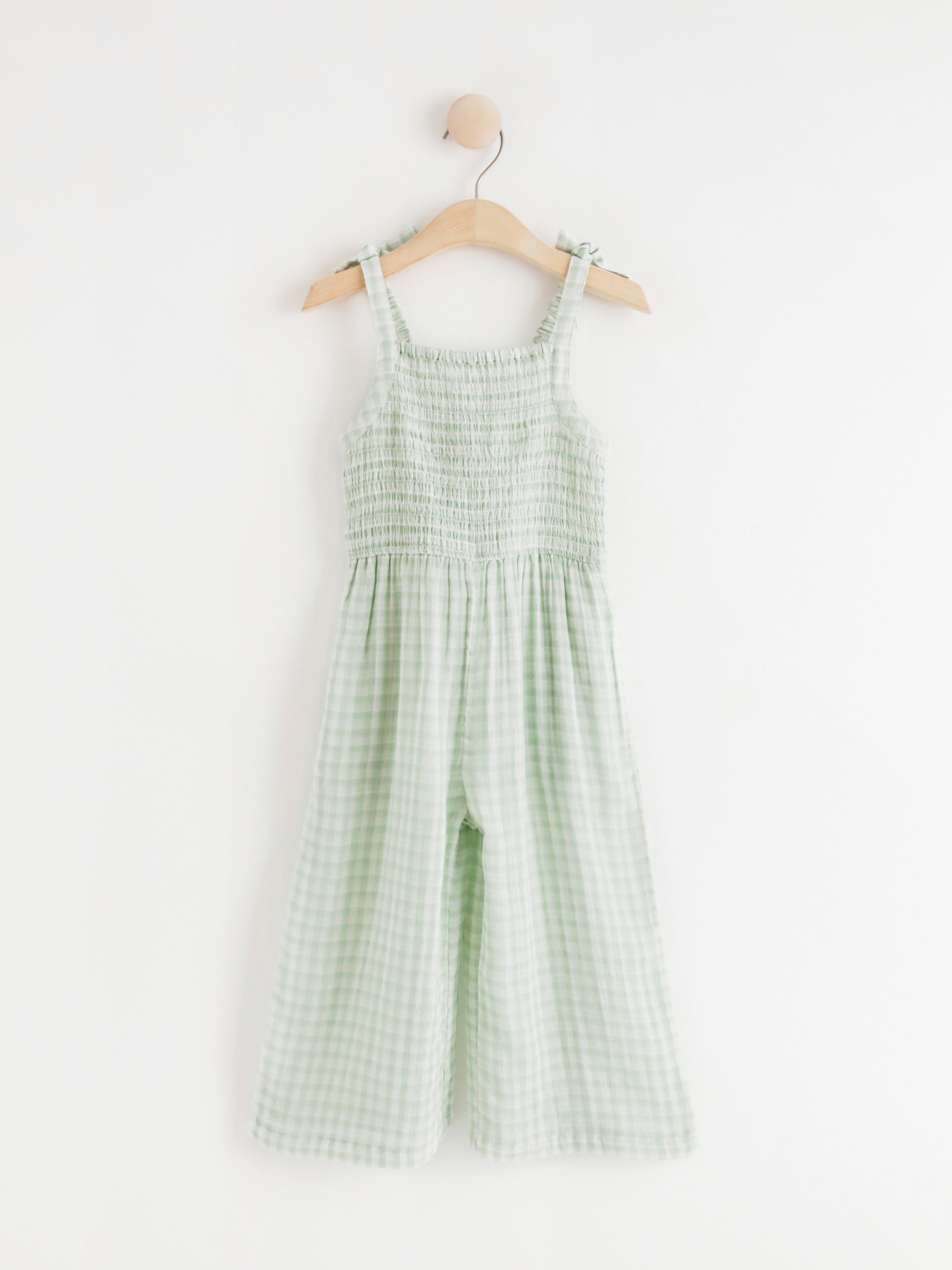 Gingham jumpsuit with smock