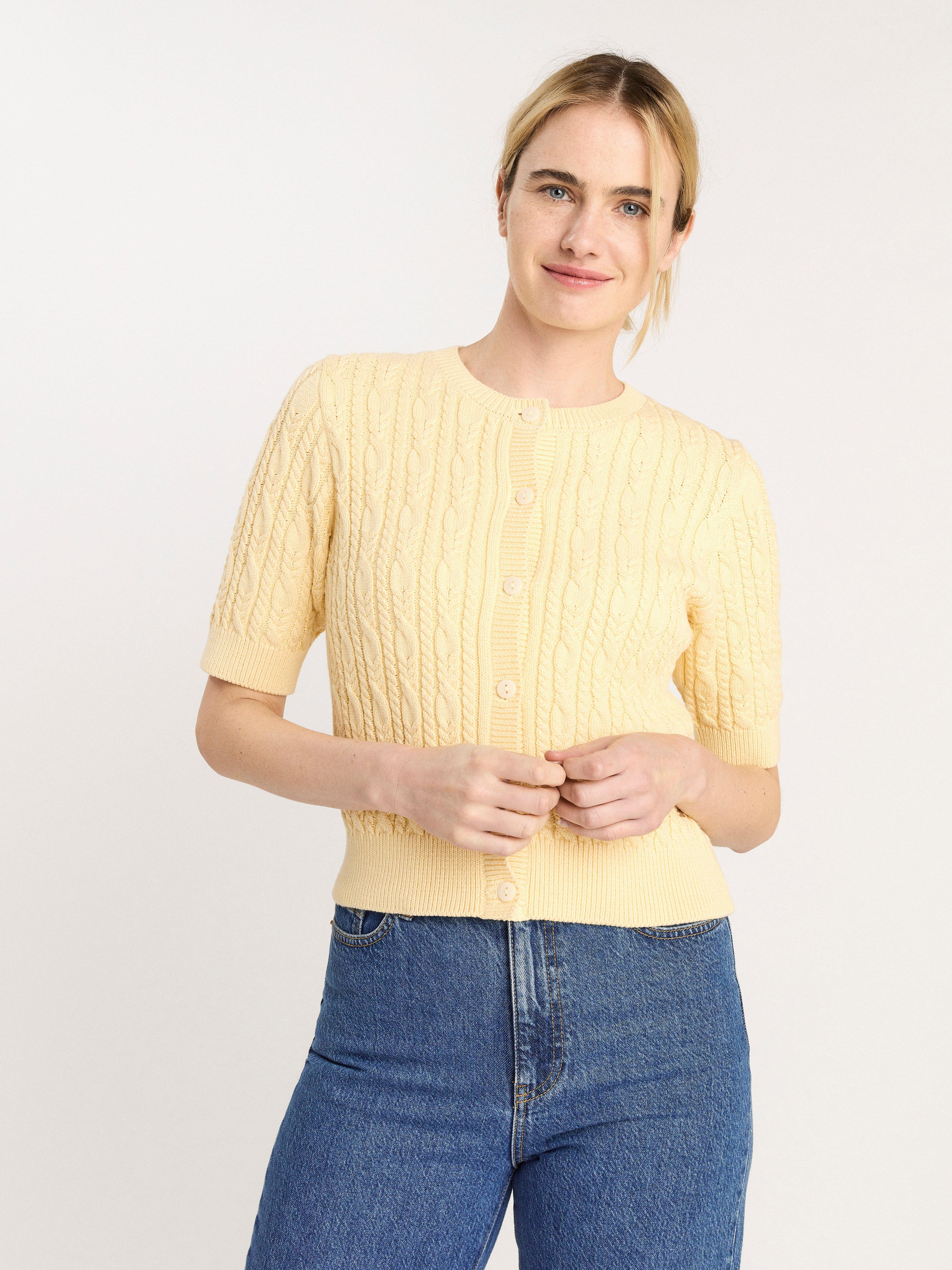 Stickad kortärmad cardigan