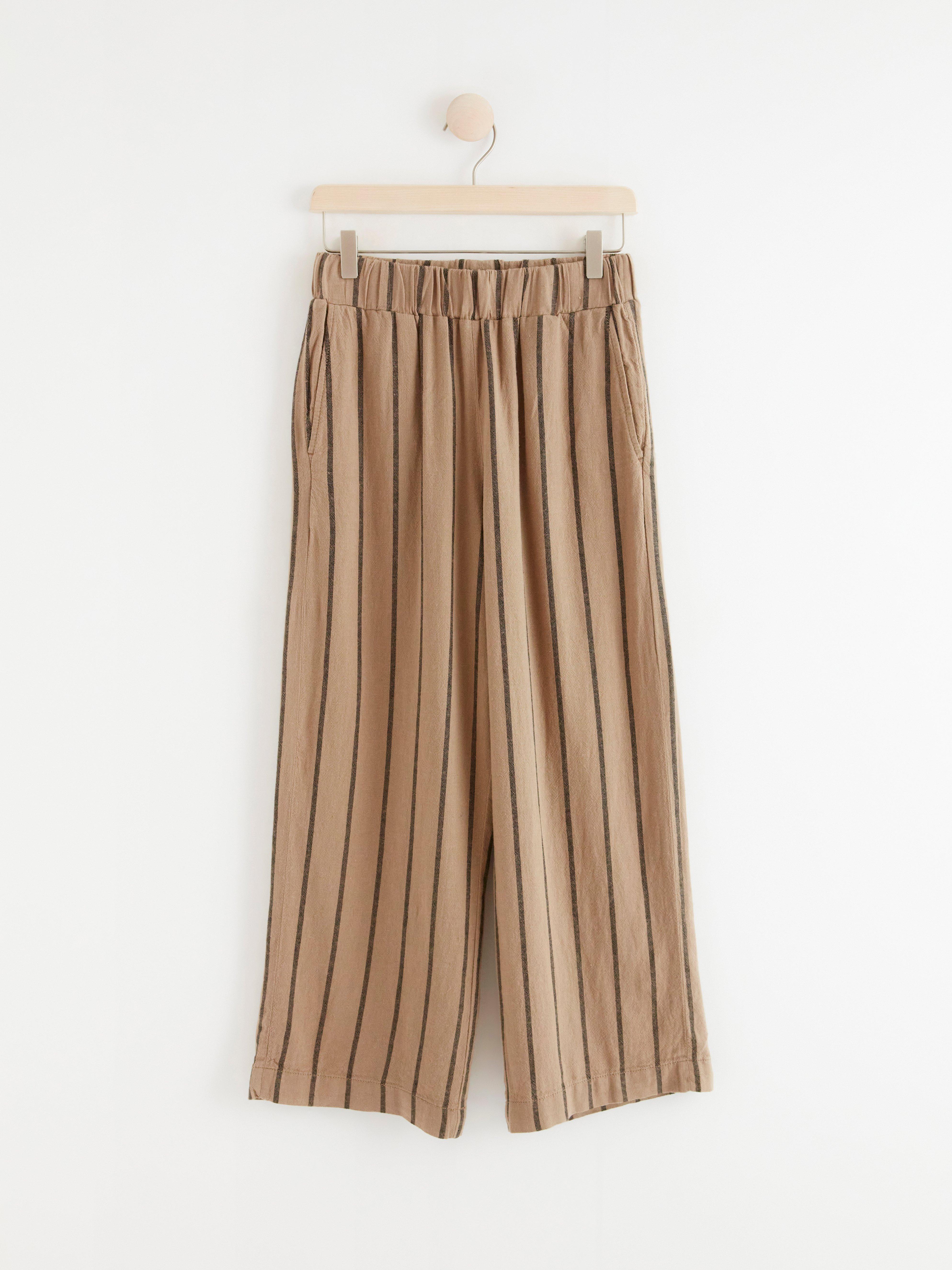 BELLA Straight cropped trousers in linen blend