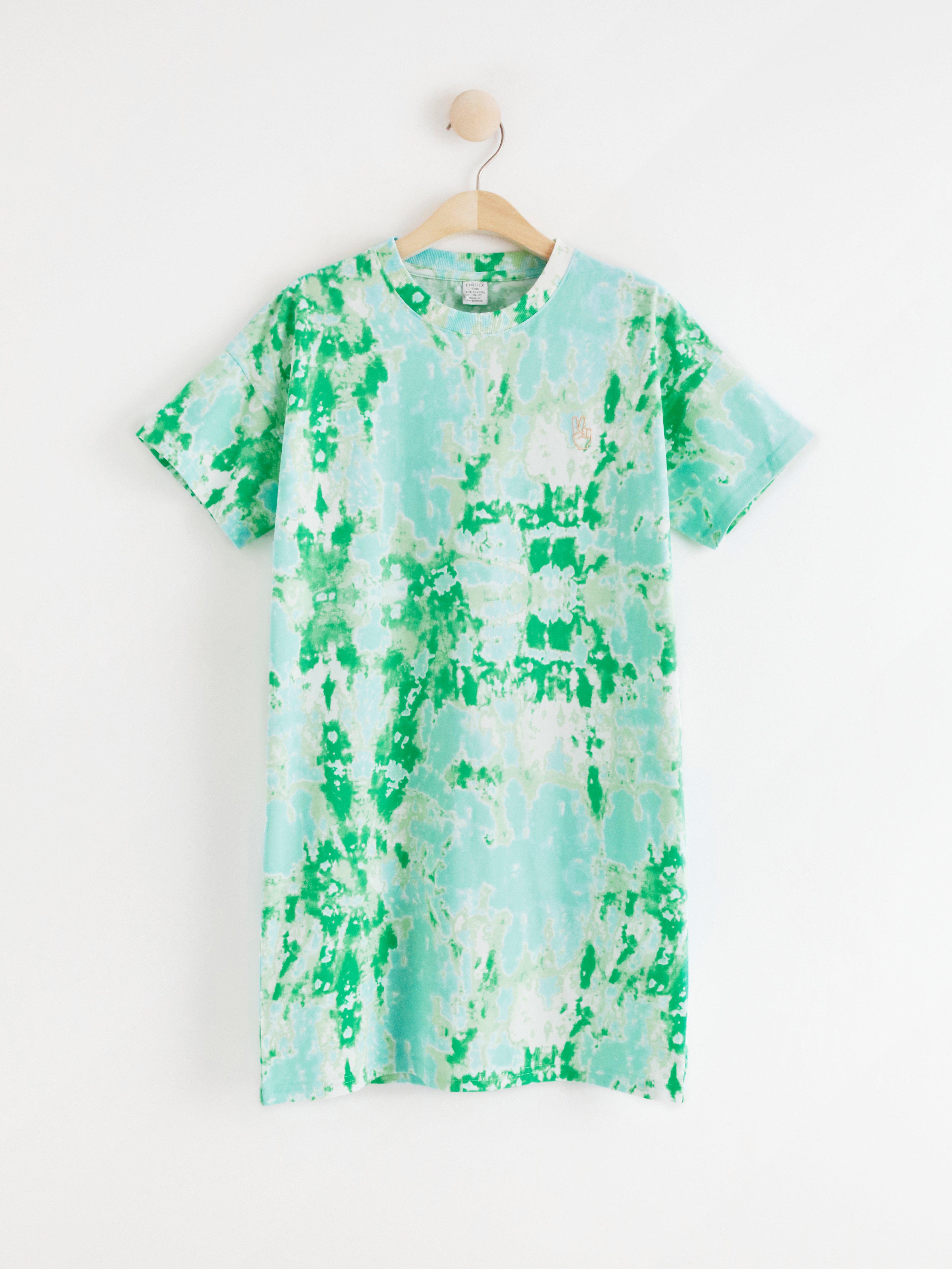 green tie dye t shirt dress