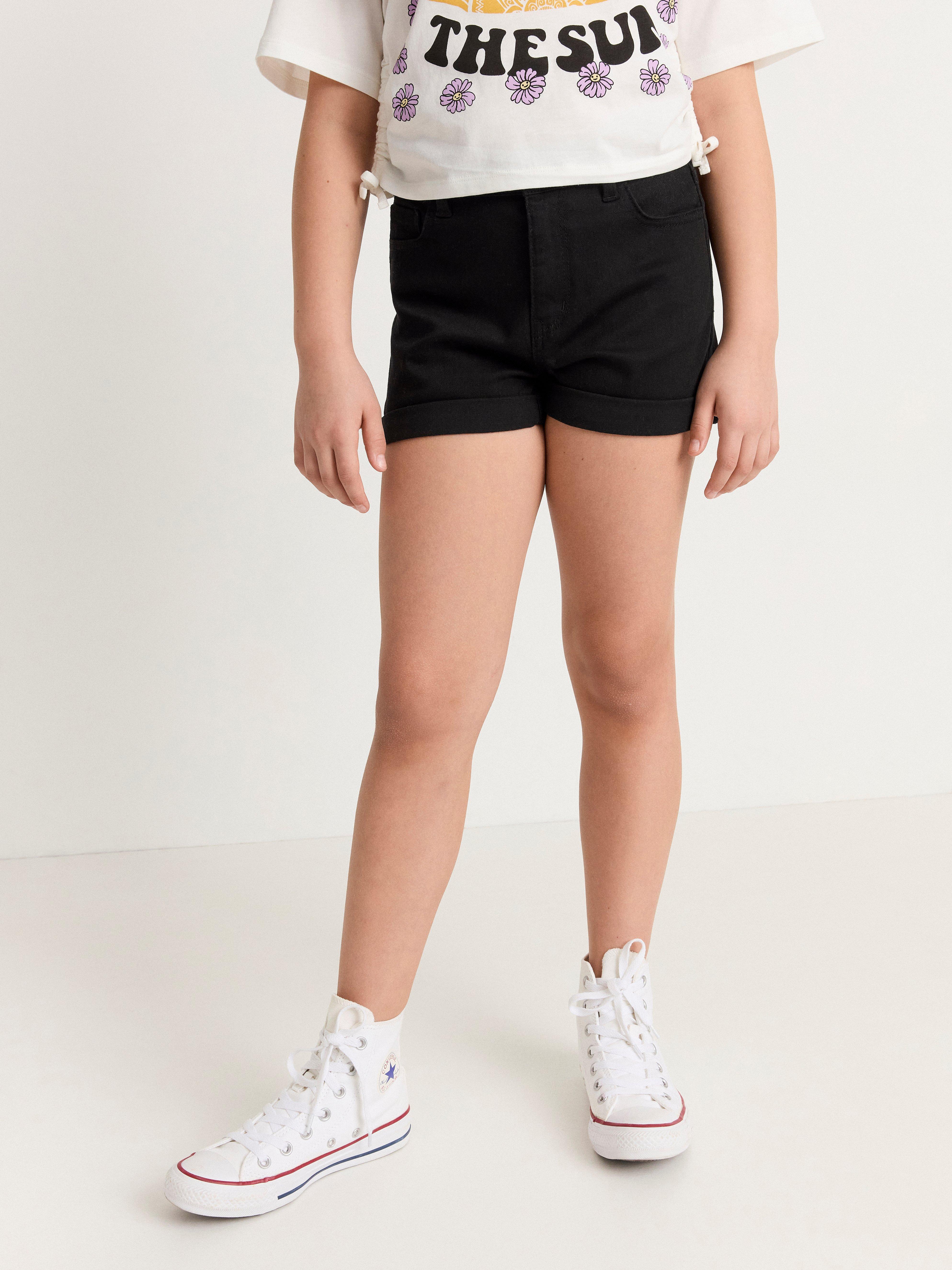 black high waisted denim shorts