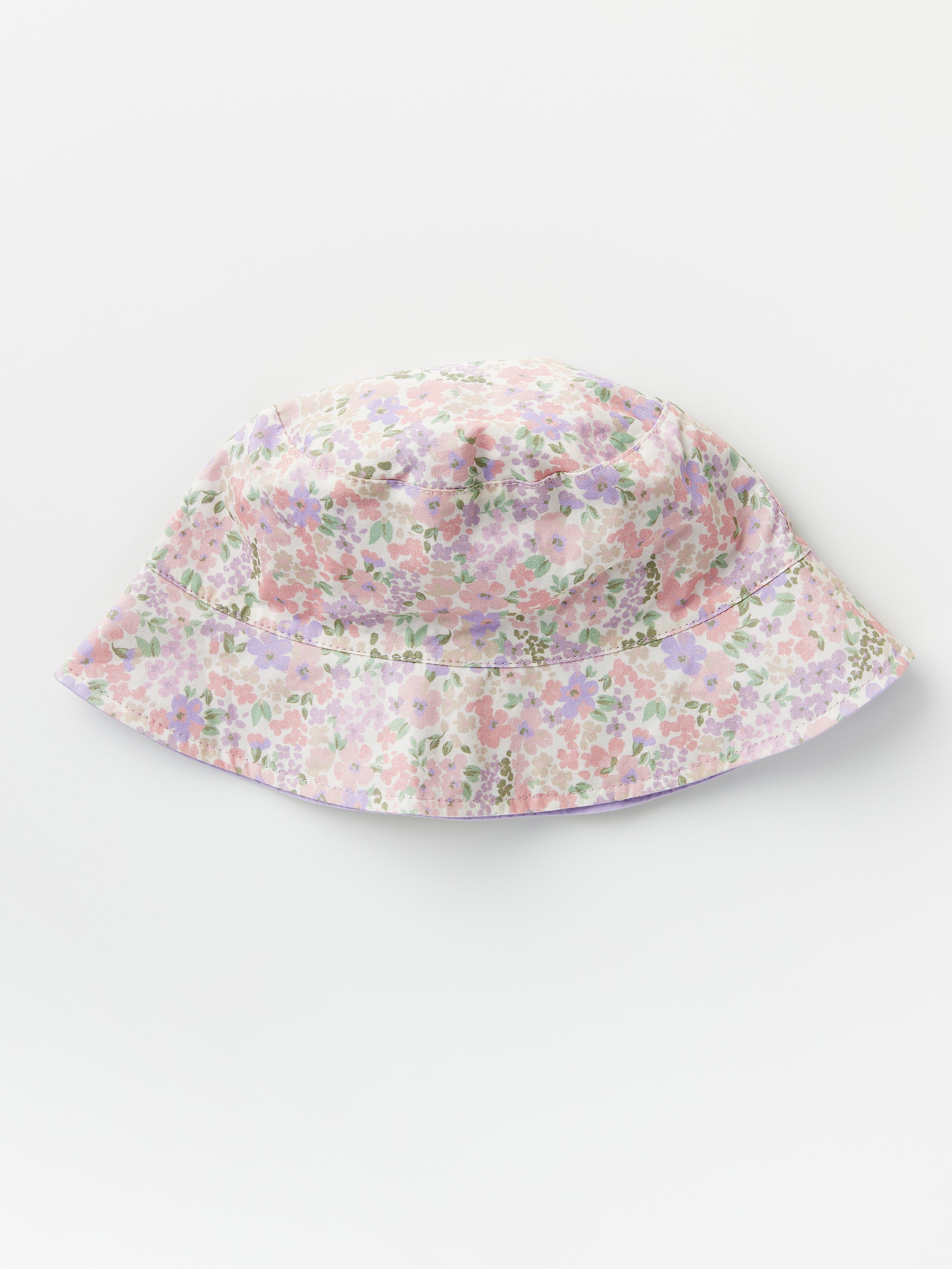 Vändbar bucket hat med blommor