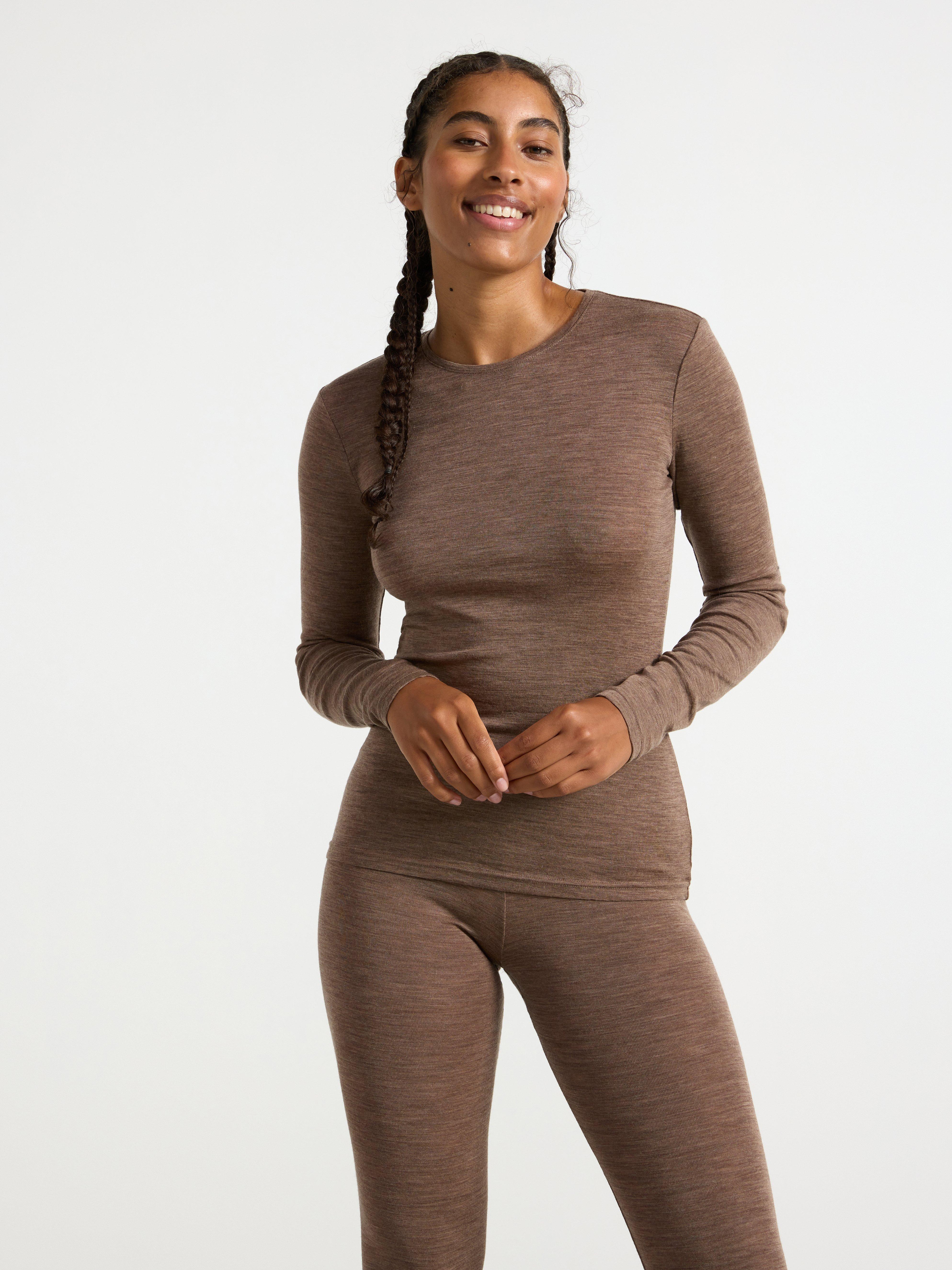 Lindex 100% merino wool base layer t-shirt and legging set in grey