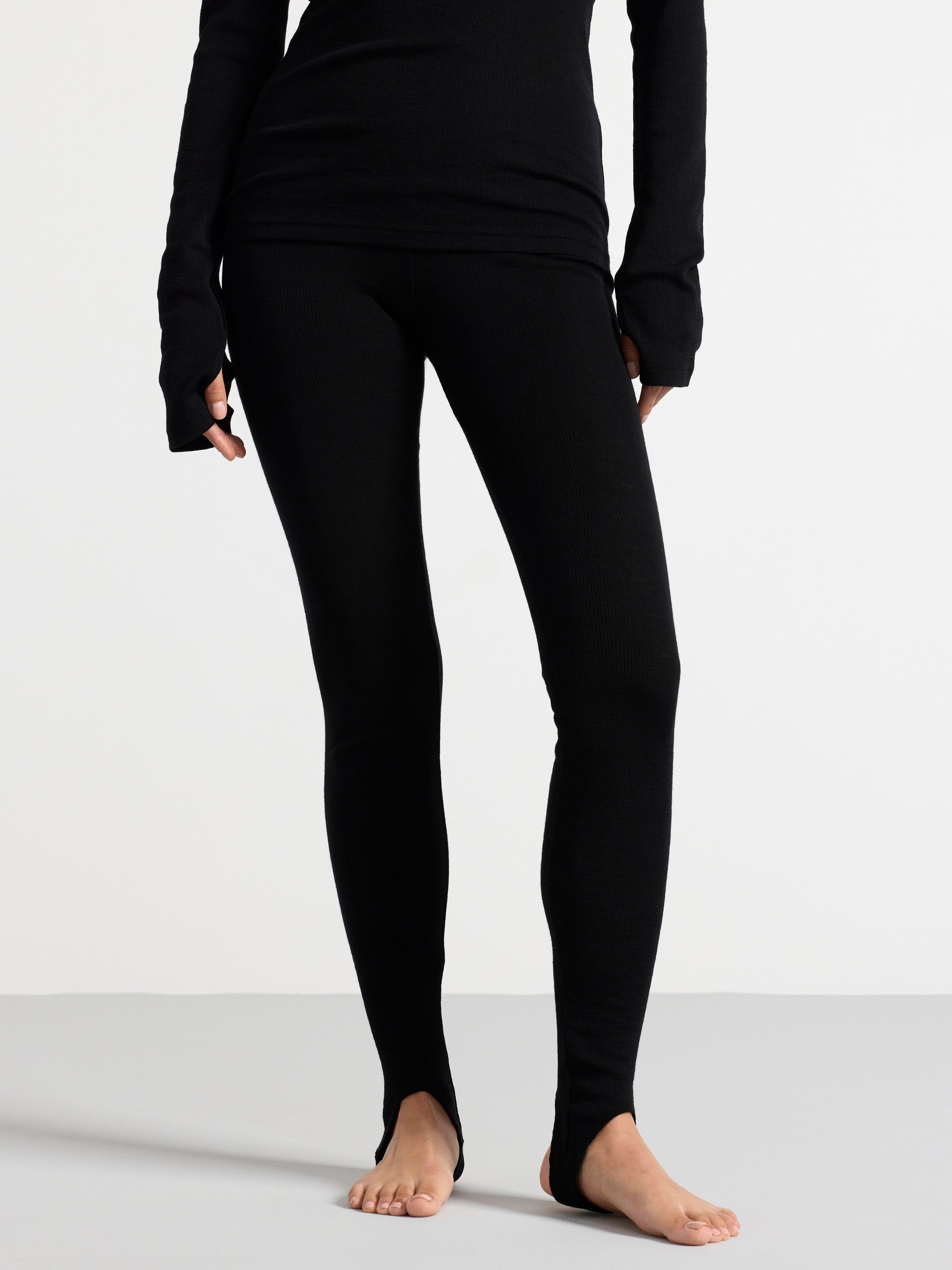 Ribbed merino wool leggings with stirrups Lindex UK