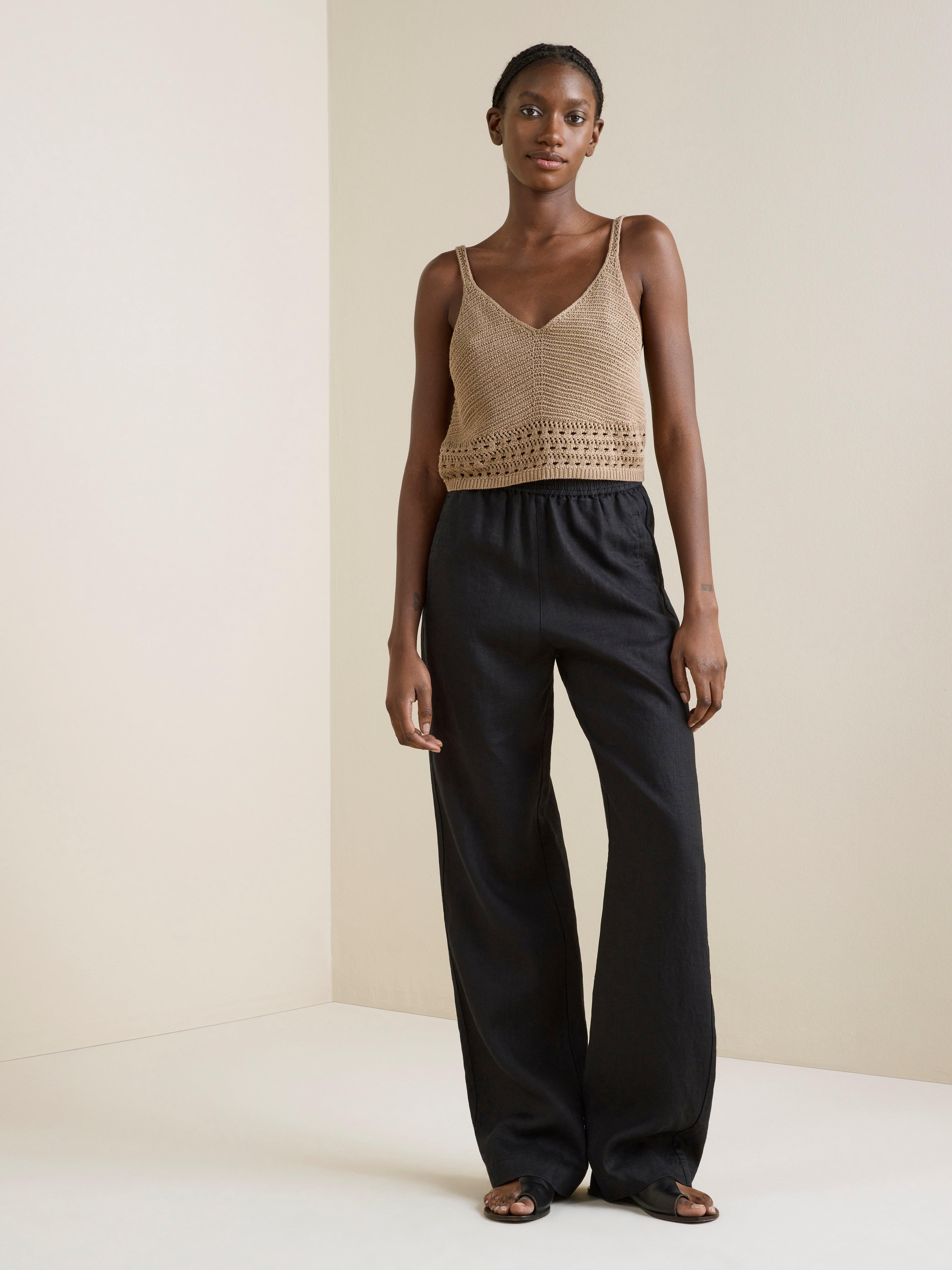black linen trousers