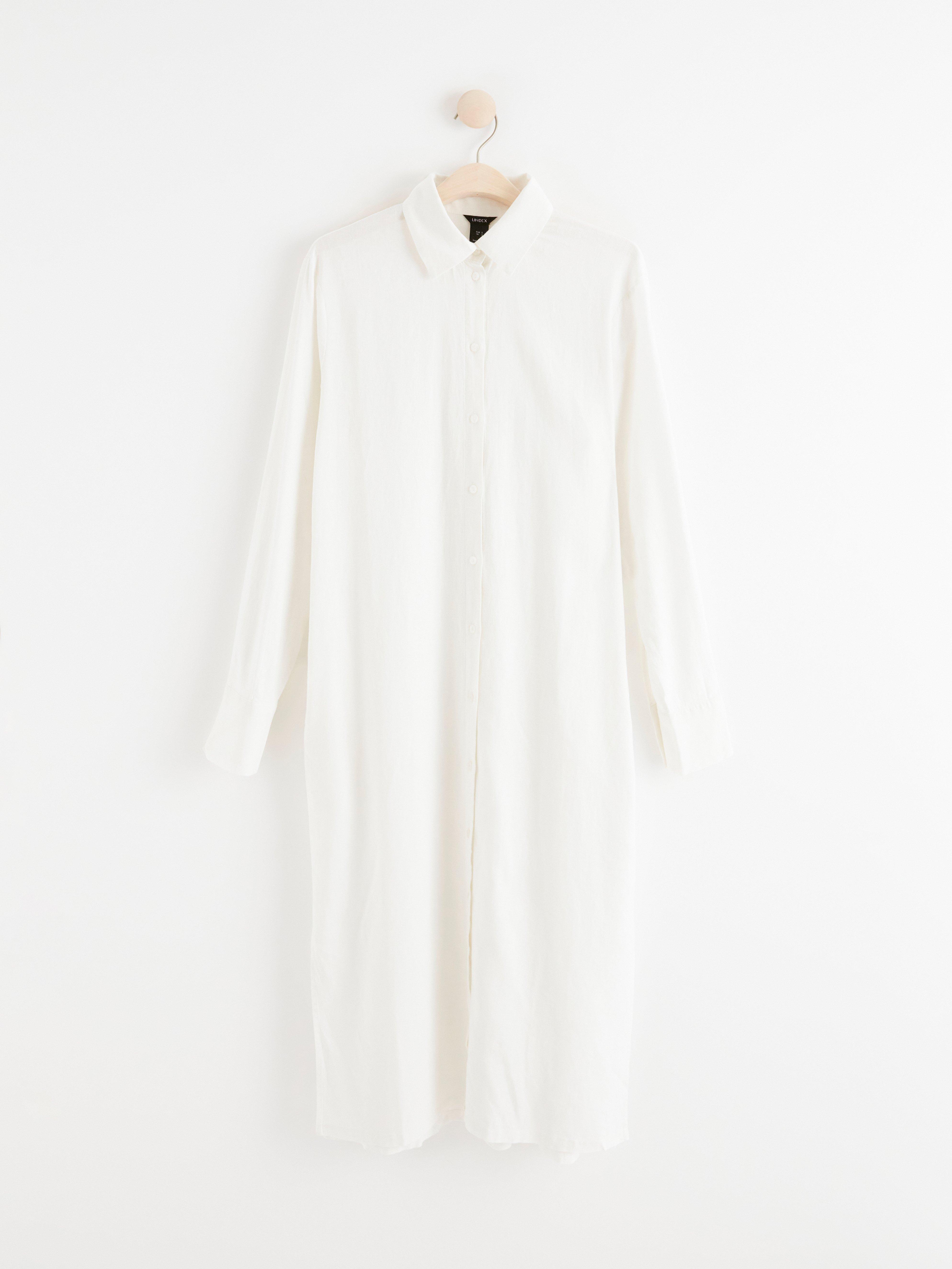 Linen blend shirt dress