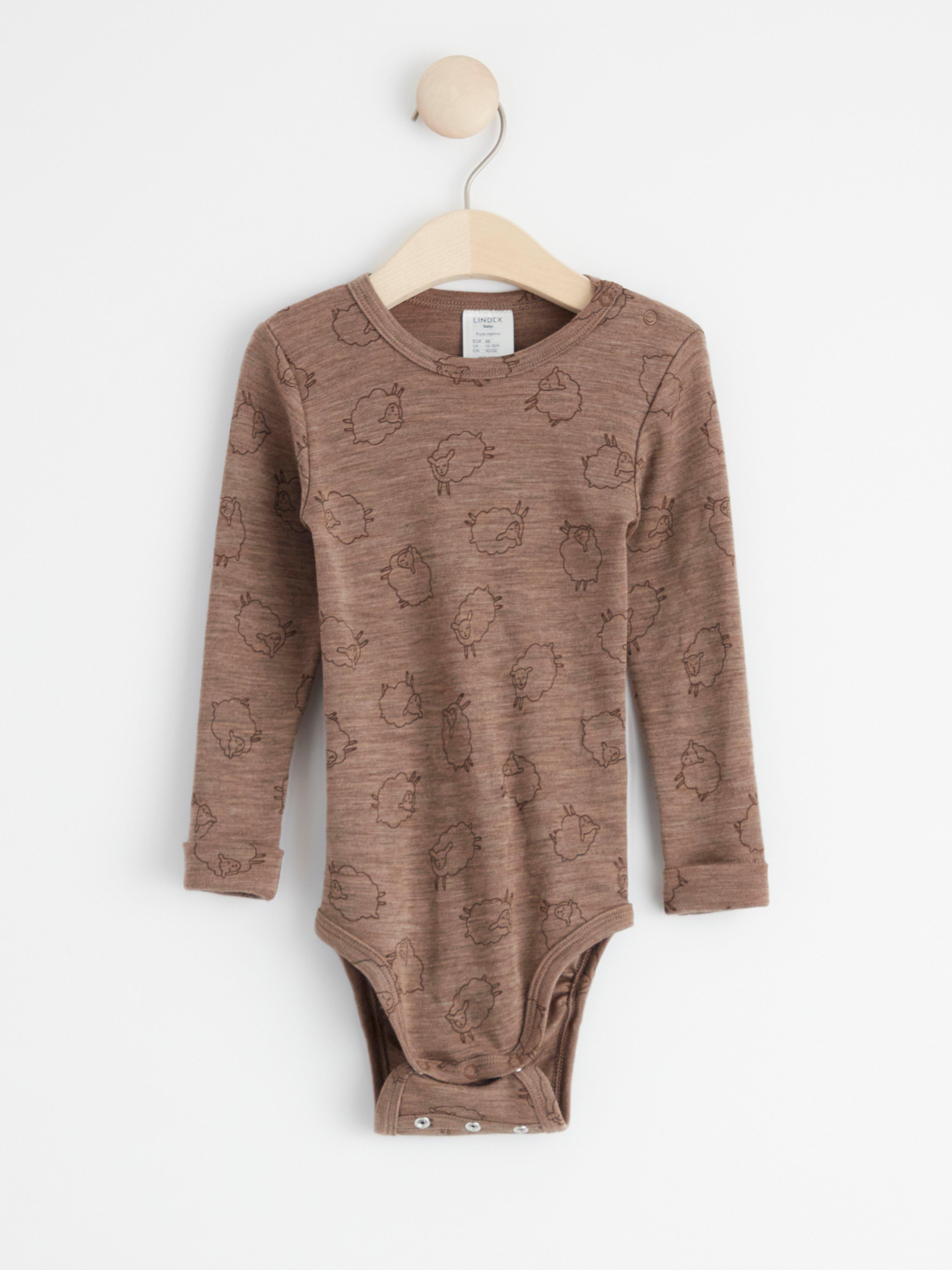 Long sleeve merino wool bodysuit