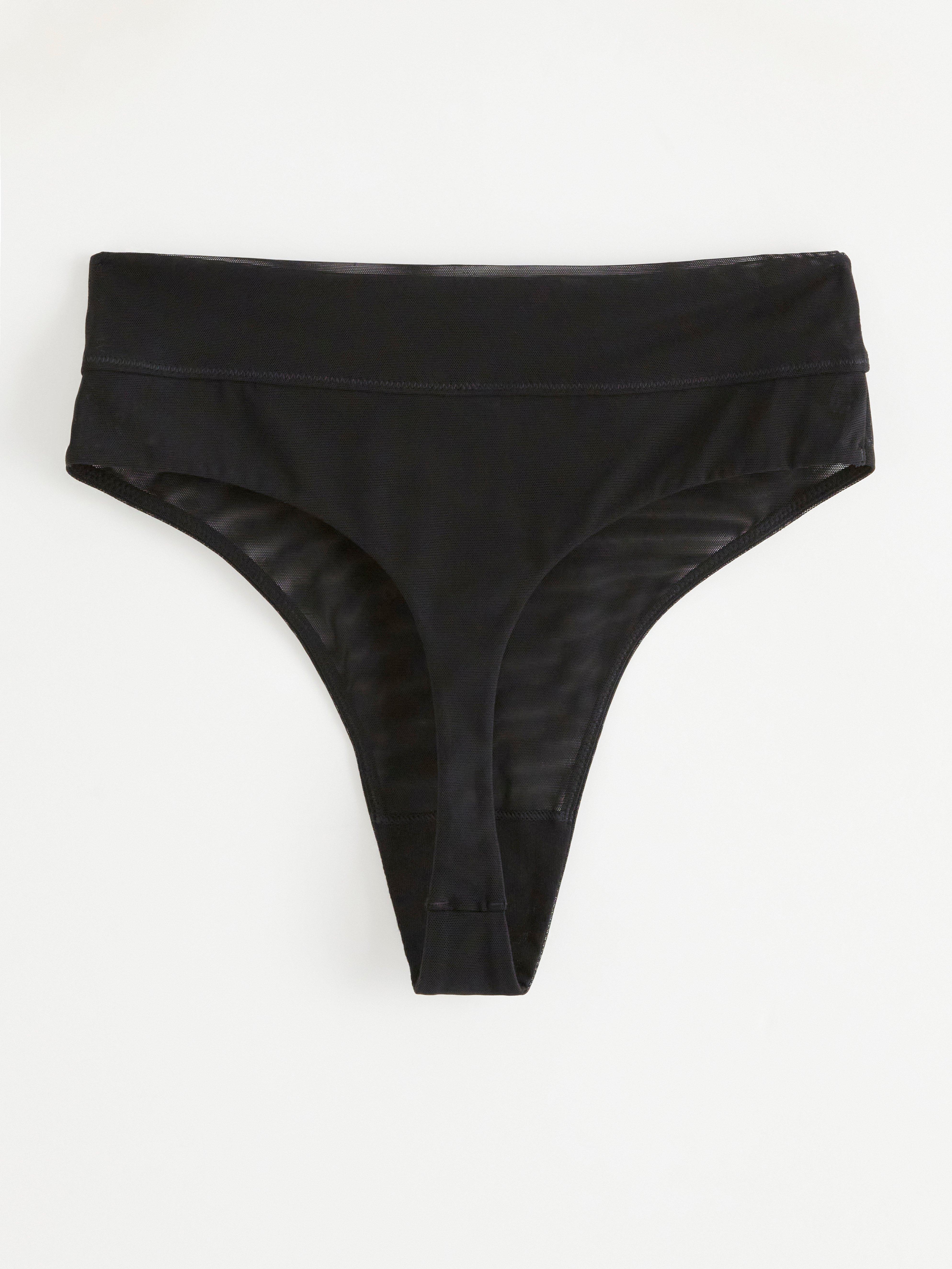 Cotton:On mesh high cut thong in black