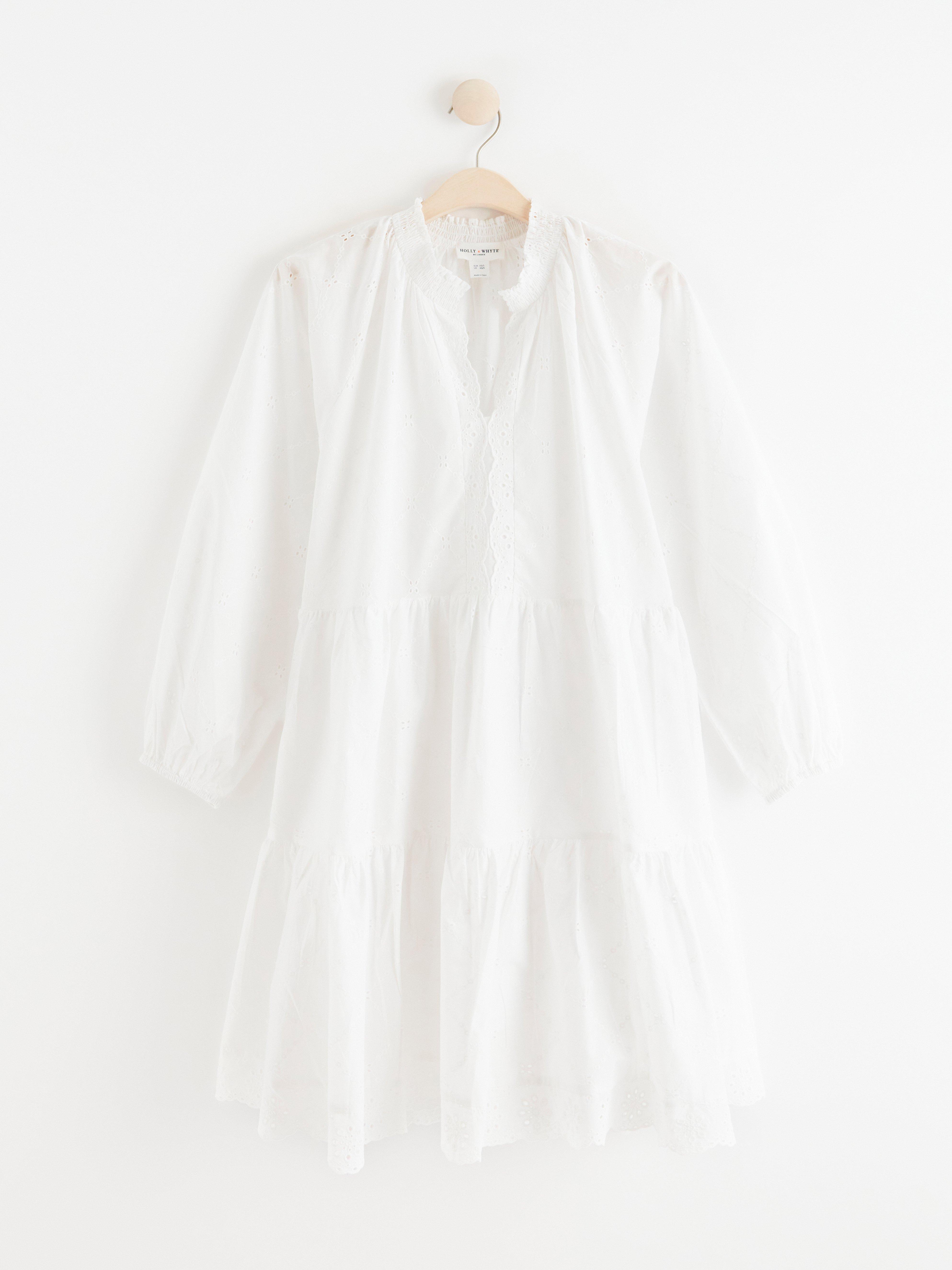 Dress with broderie anglaise