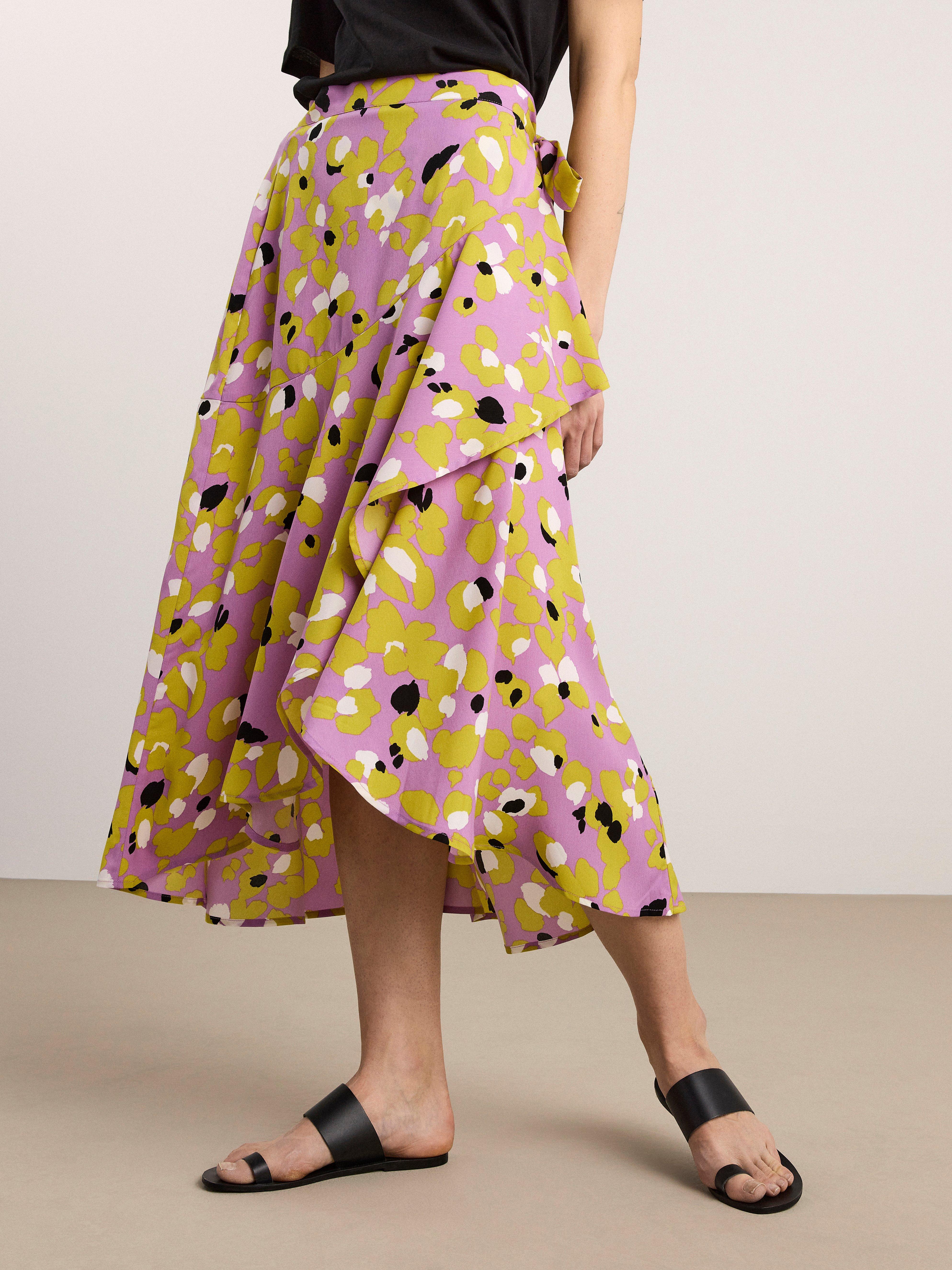 wrap midi skirt