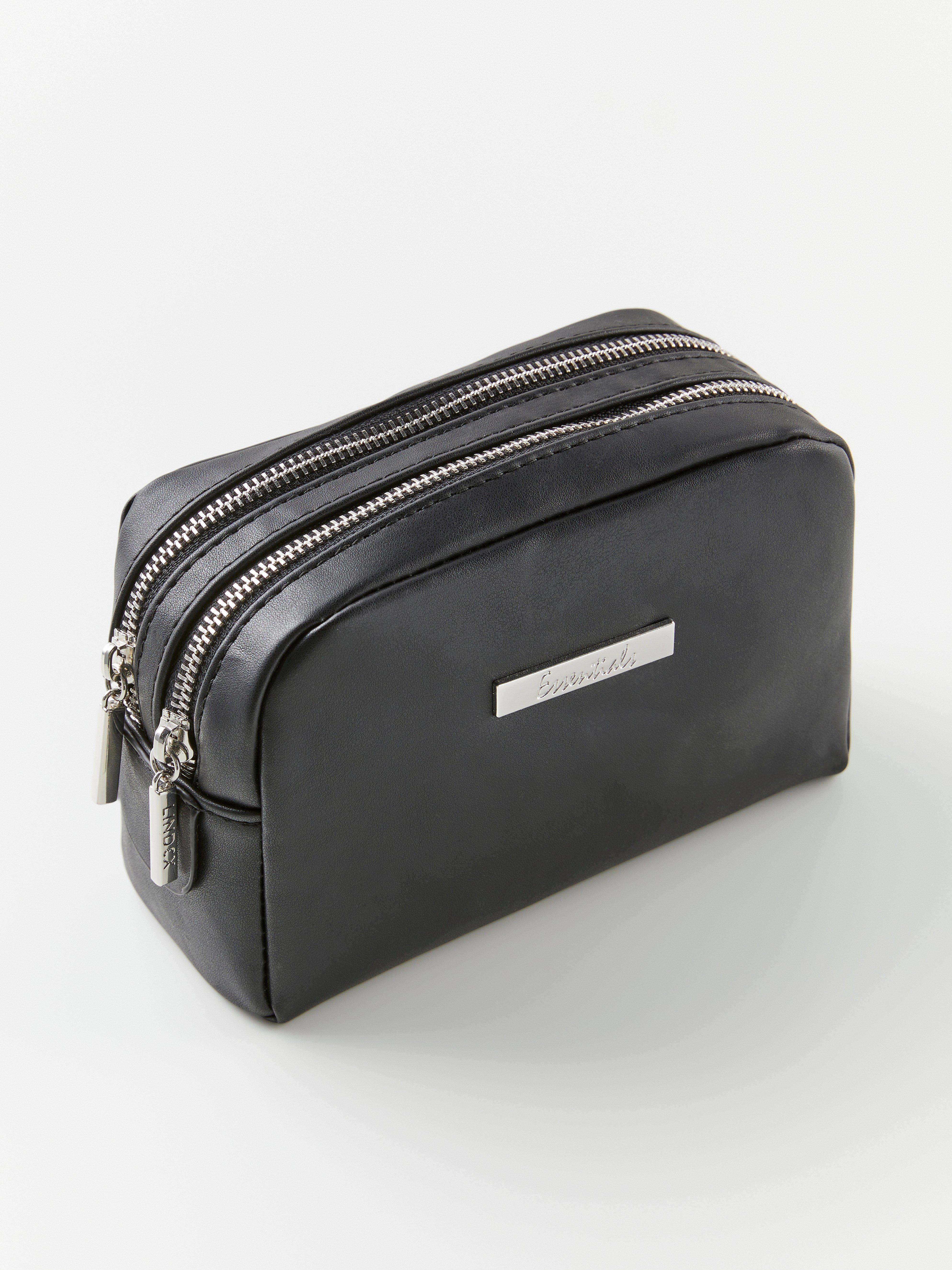 Black makeup bag with on sale compartments