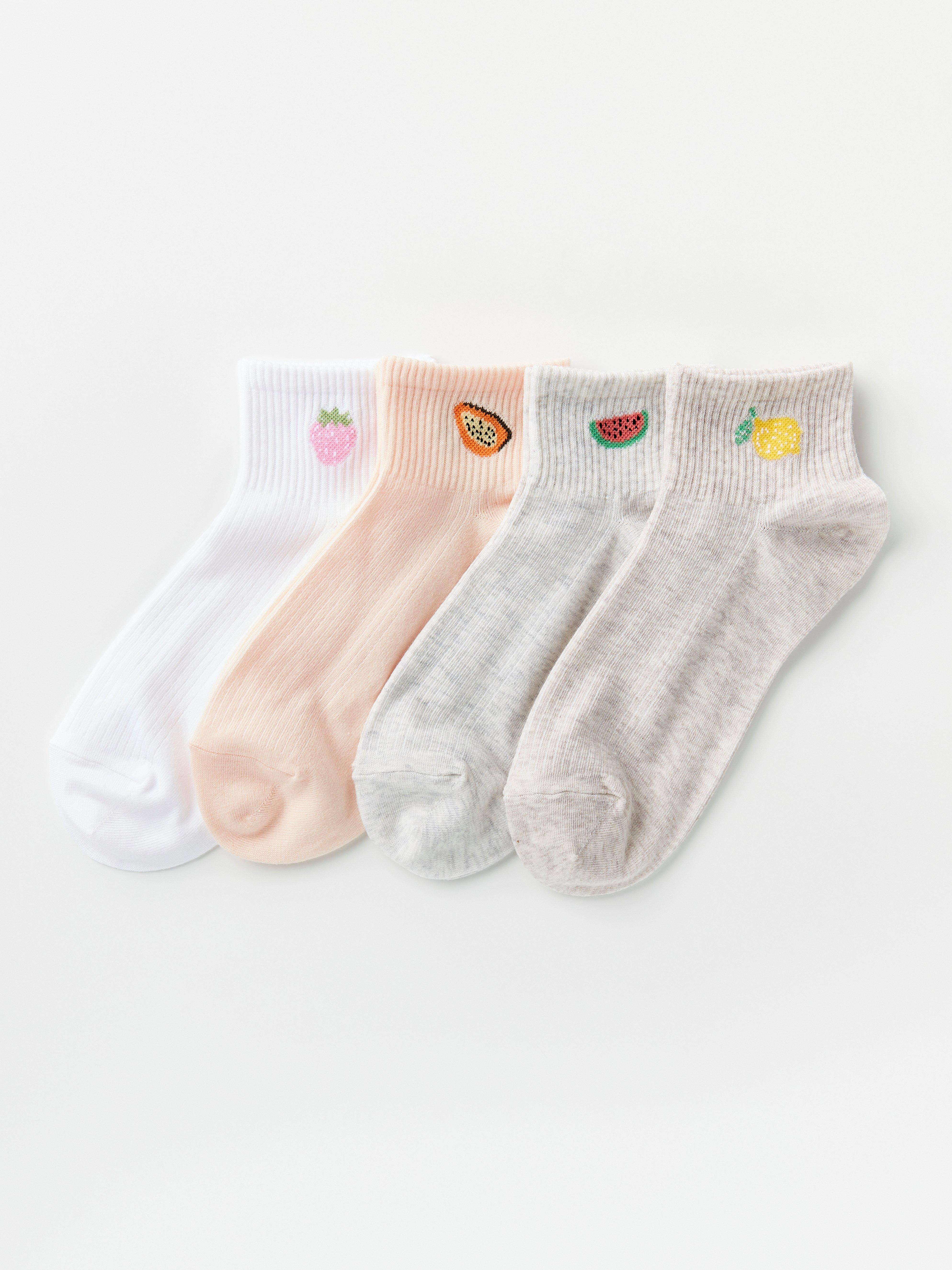 4-pack ankelstrumpor med frukter
