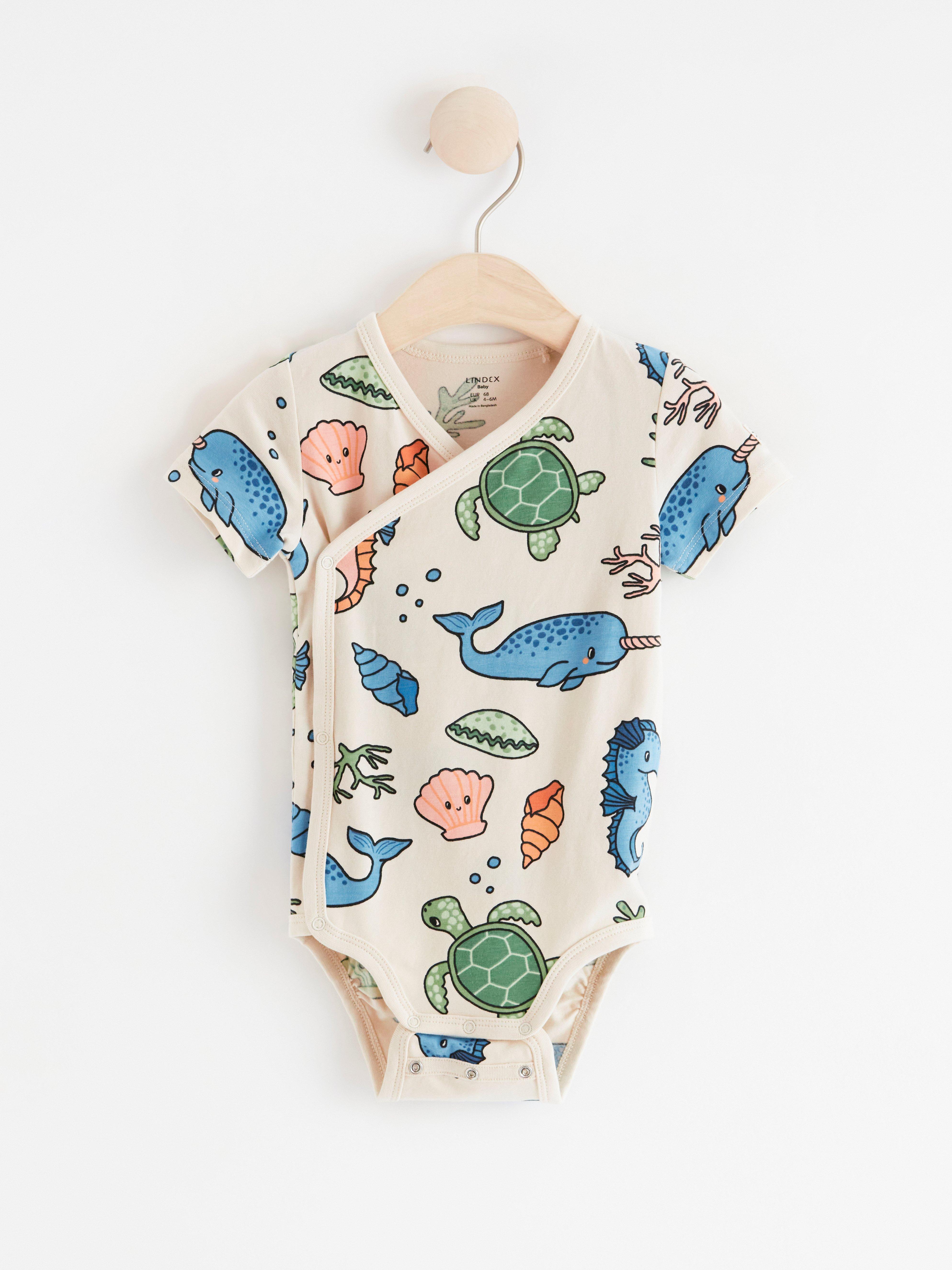 Wrap bodysuit with sea animals