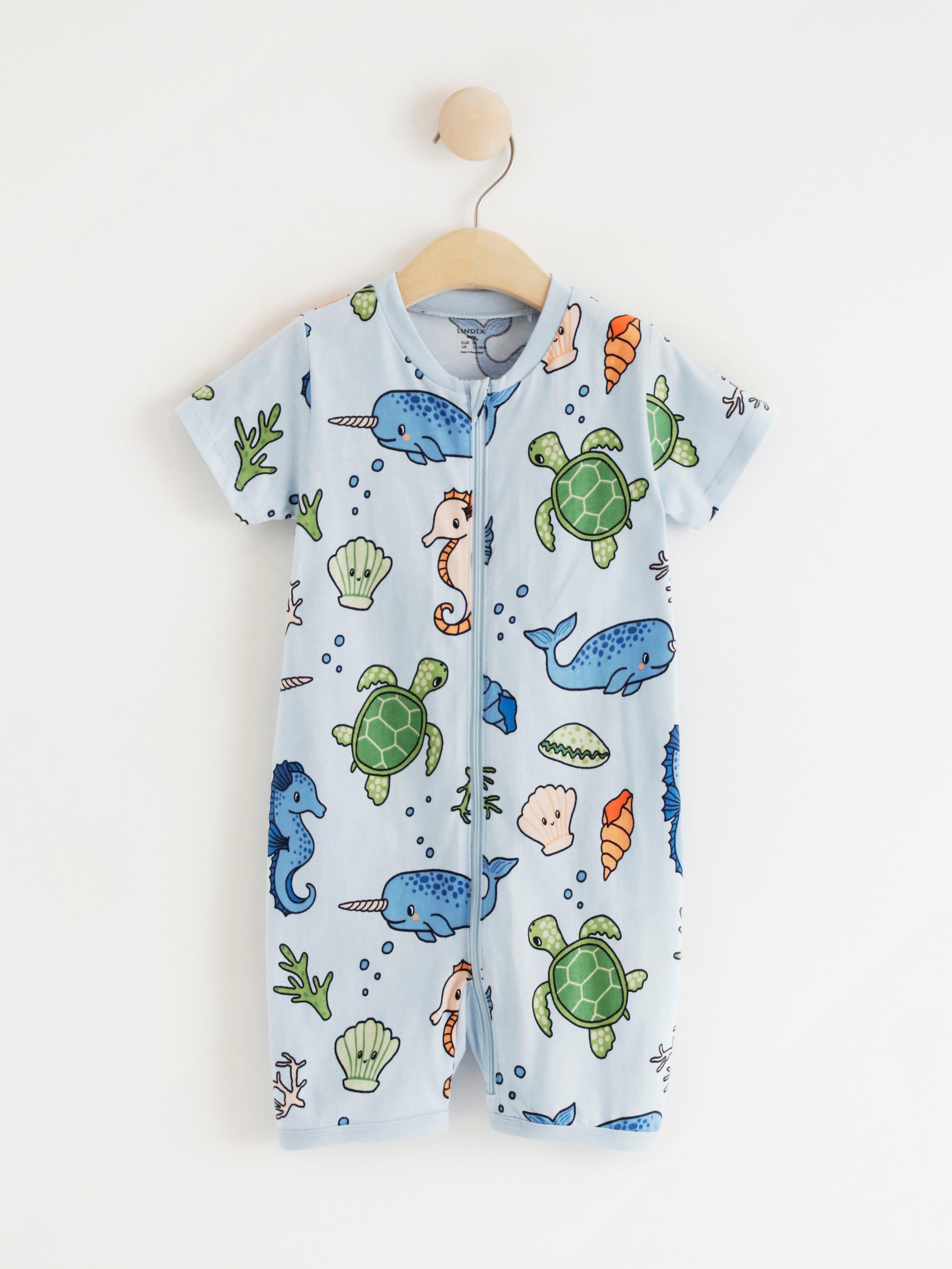 Pyjama romper with sea animals