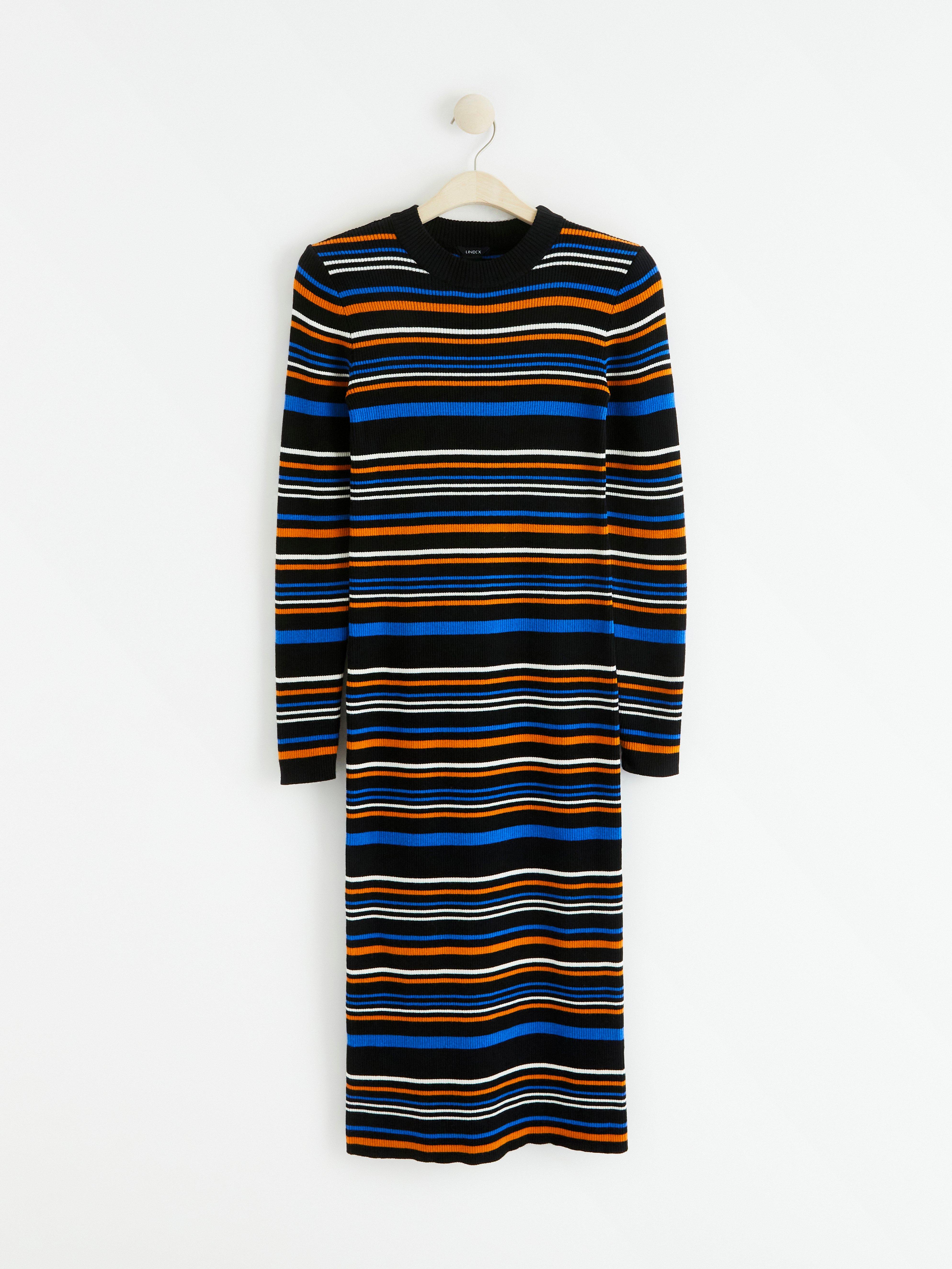 Striped rib-knit dress